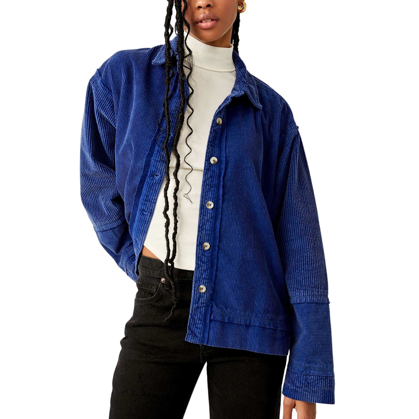 Free People Women's Full Moon Cord Top Bone Jackets L