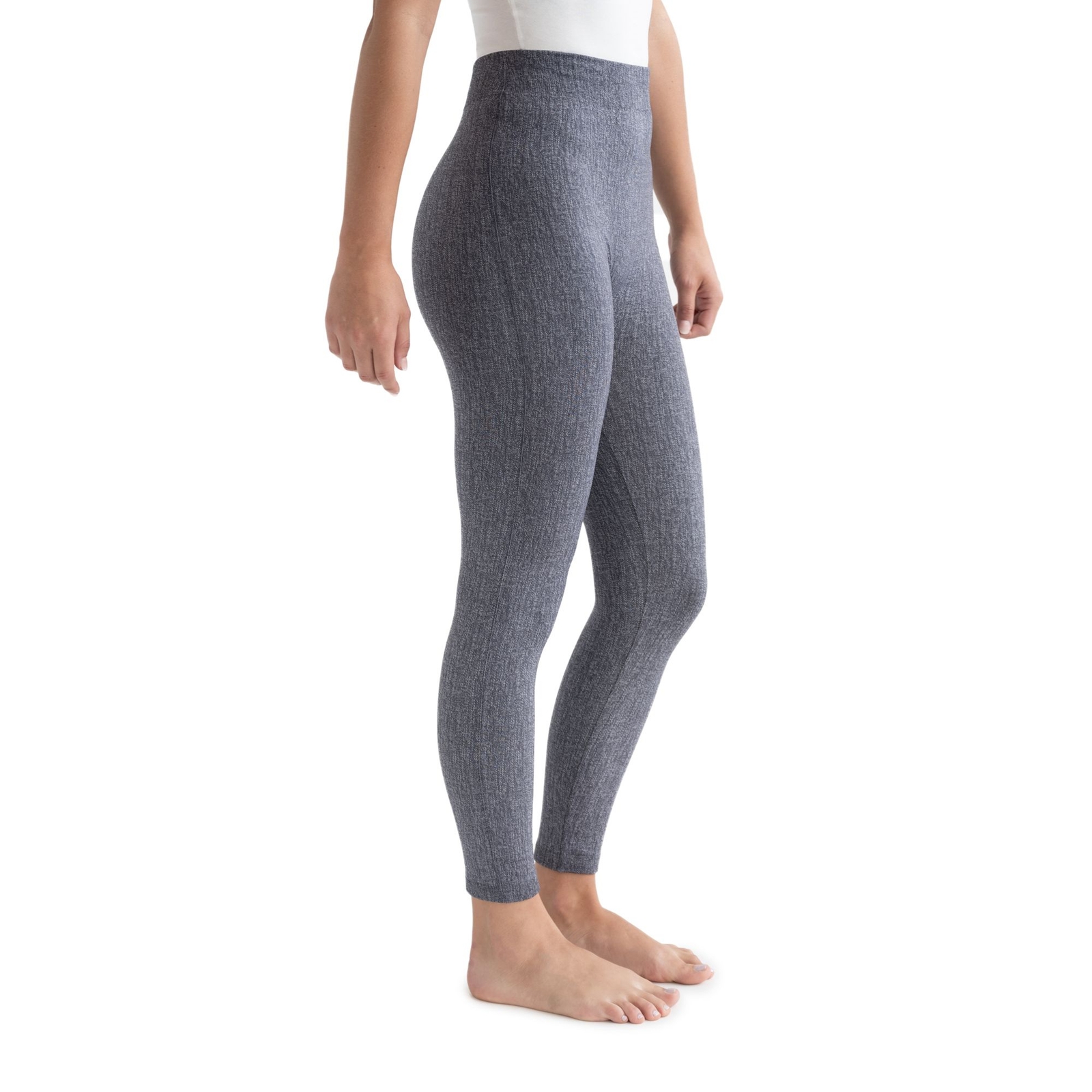 MUK LUKS Women's Faux Denim Legging Grey Pants S/M-Regular