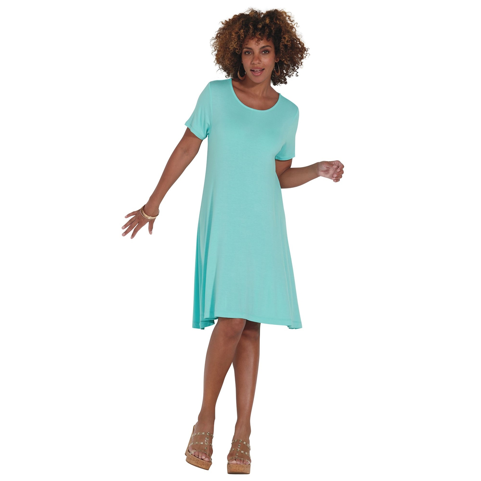K Jordan Short-Sleeved Swing Dress Blue Dresses S