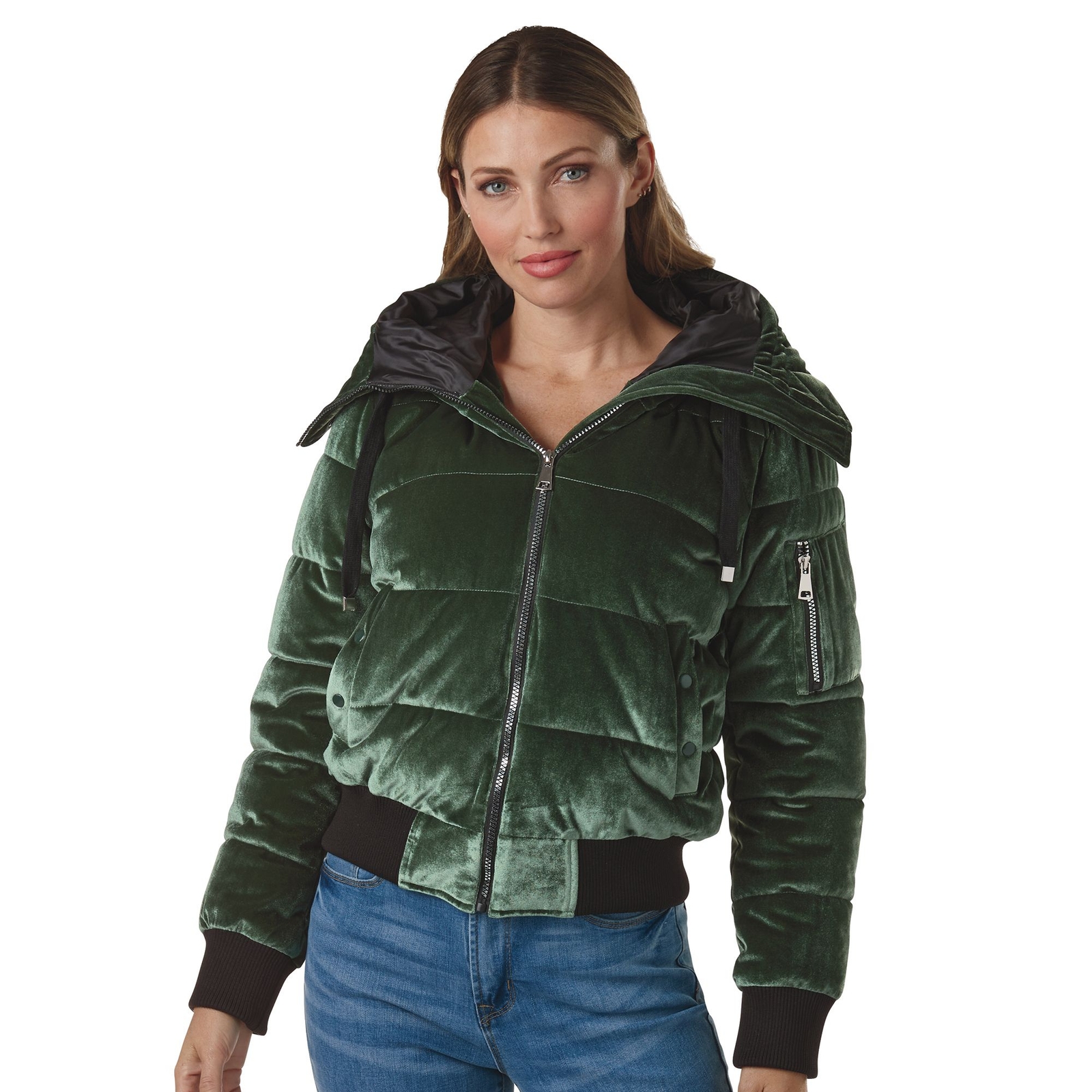 K. Jordan Velvet Bomber Jacket Green Coats 2X