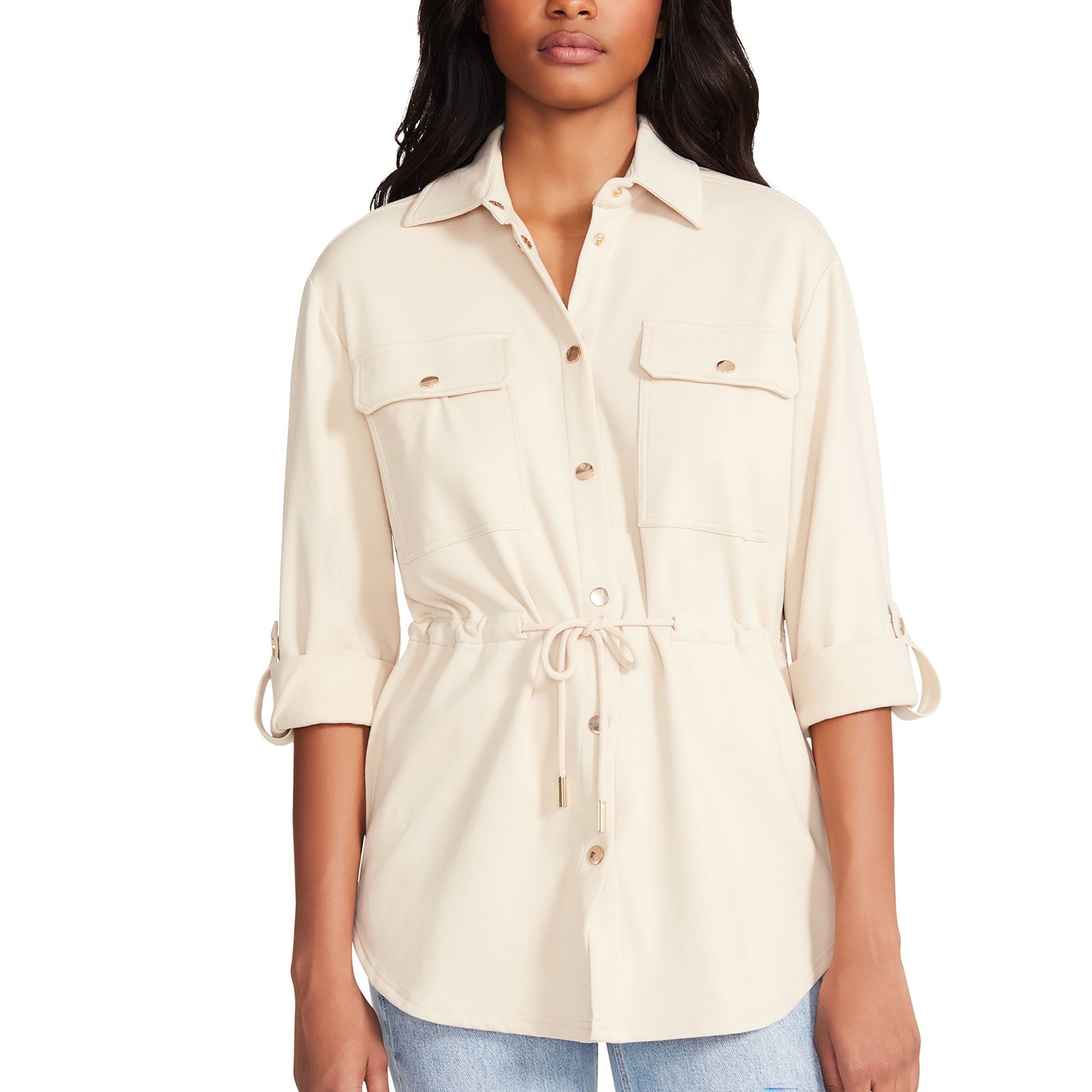 Steve Madden Women's Dylan Soft Knit Utility Jacket Tan Jackets S