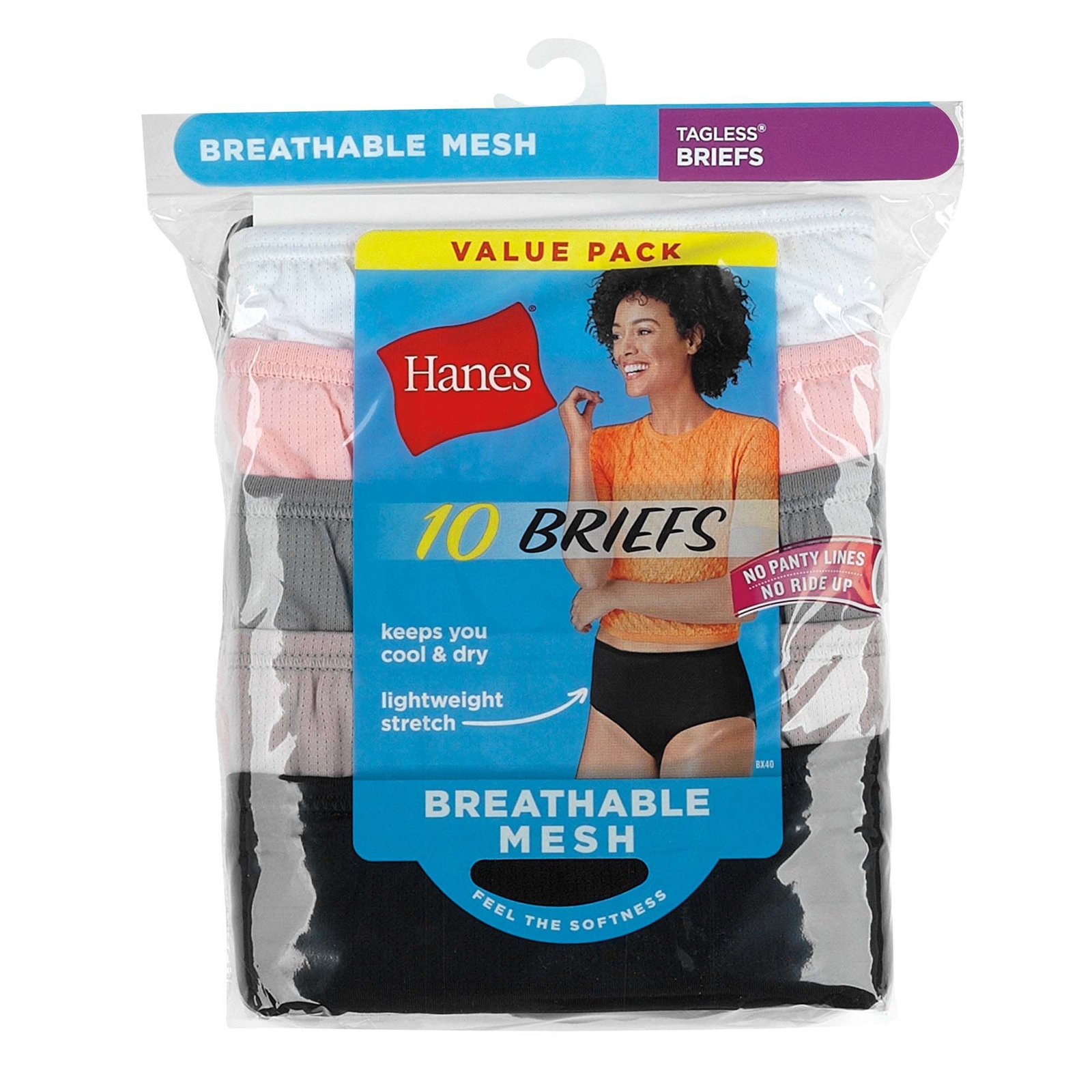 Hanes Women's Cool Comfort Breathable Mesh Briefs 10-Pack Multi Underwear 9