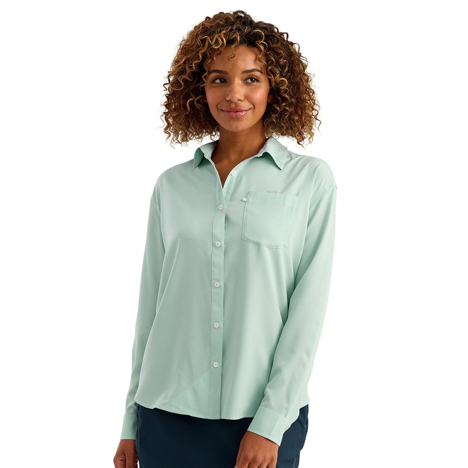HUK Women's Tidepoint Oversized Shirt Green Shirts