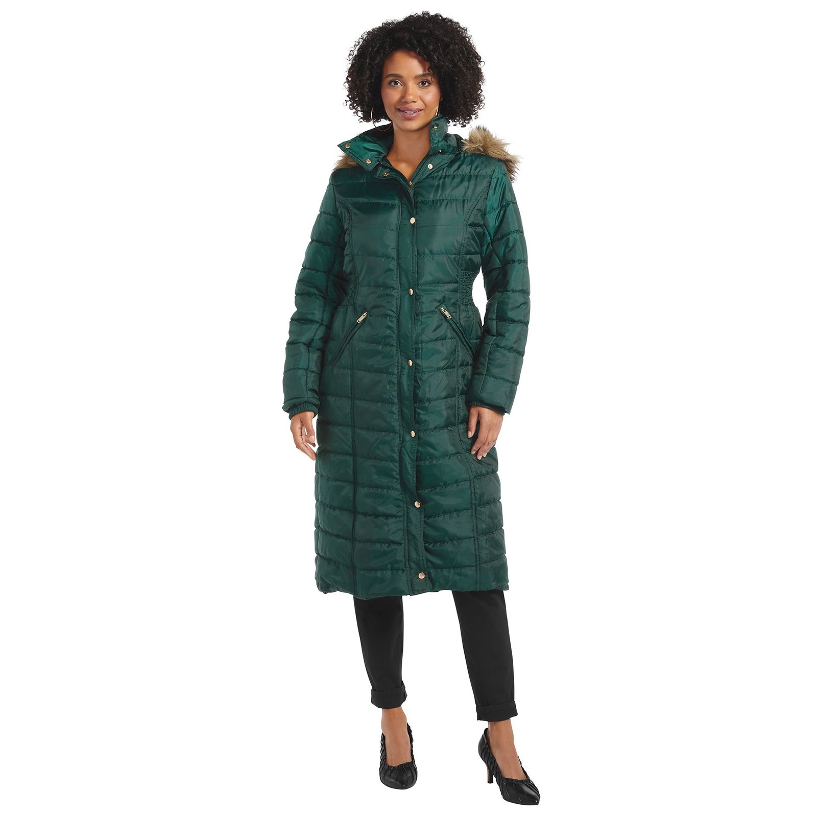 Masseys Long Puffer Coat Green Coats