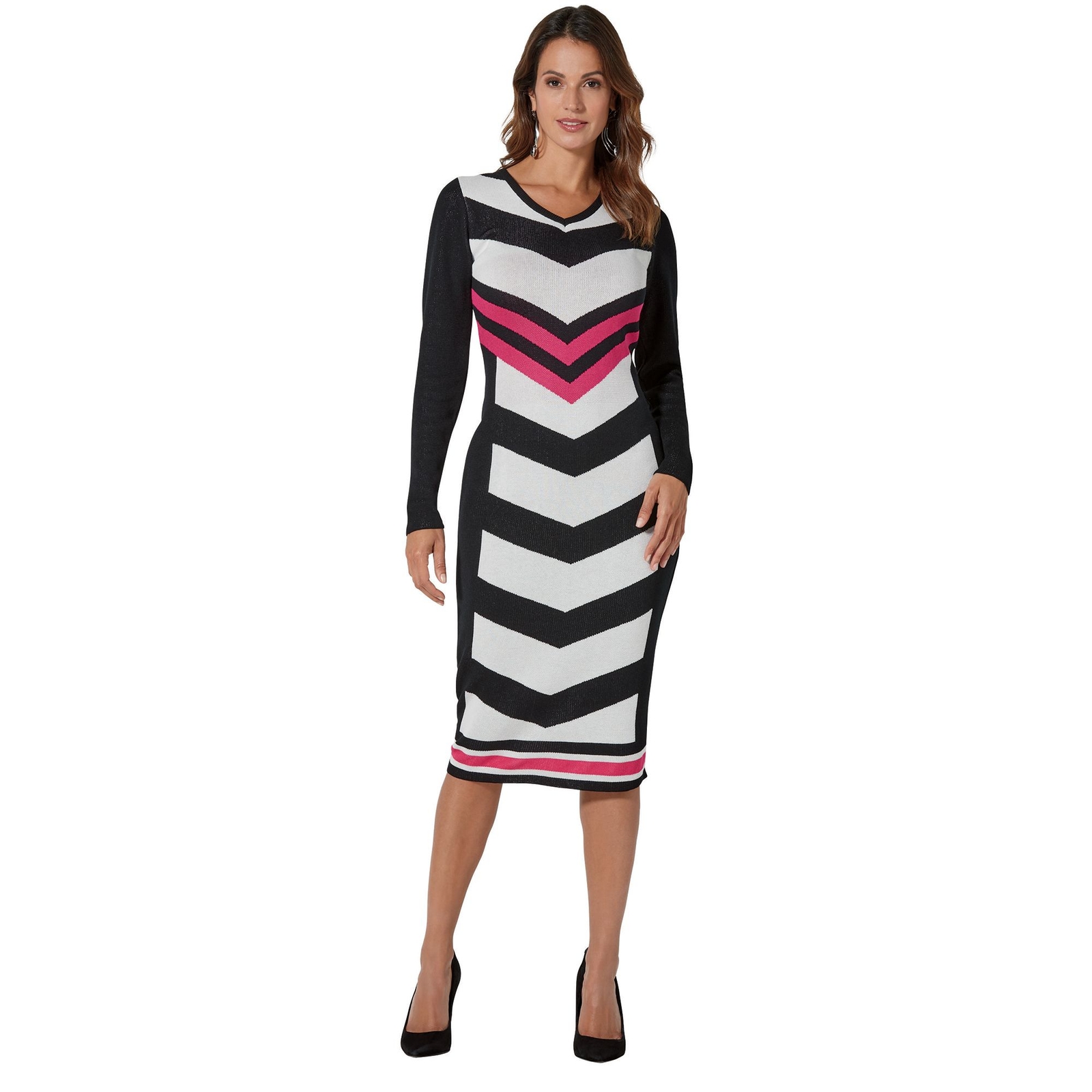 Masseys Colorblock Sweater Dress Multi Dresses M