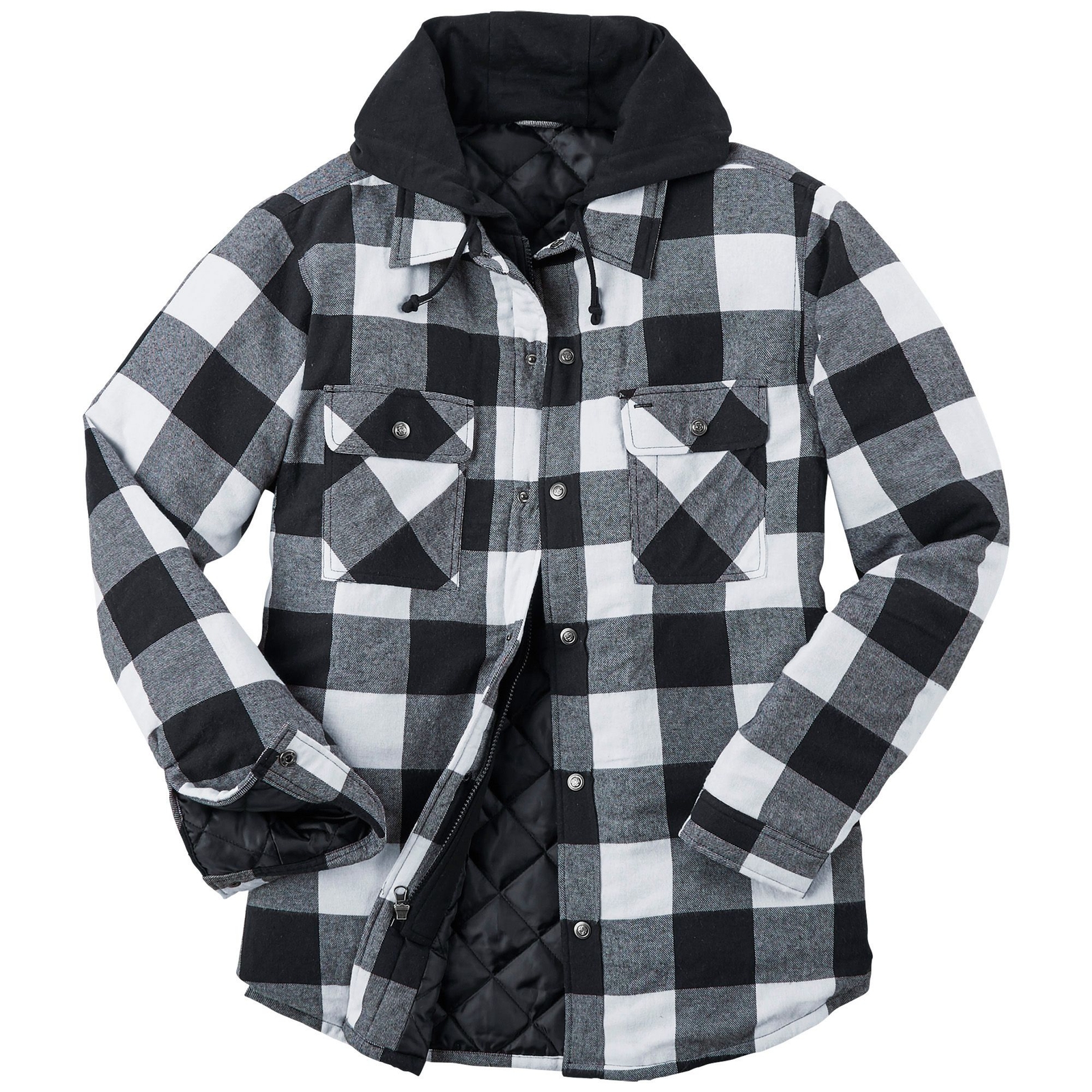 Mason Signature Men's Hooded Flannel Shirt Jacket White Coats M
