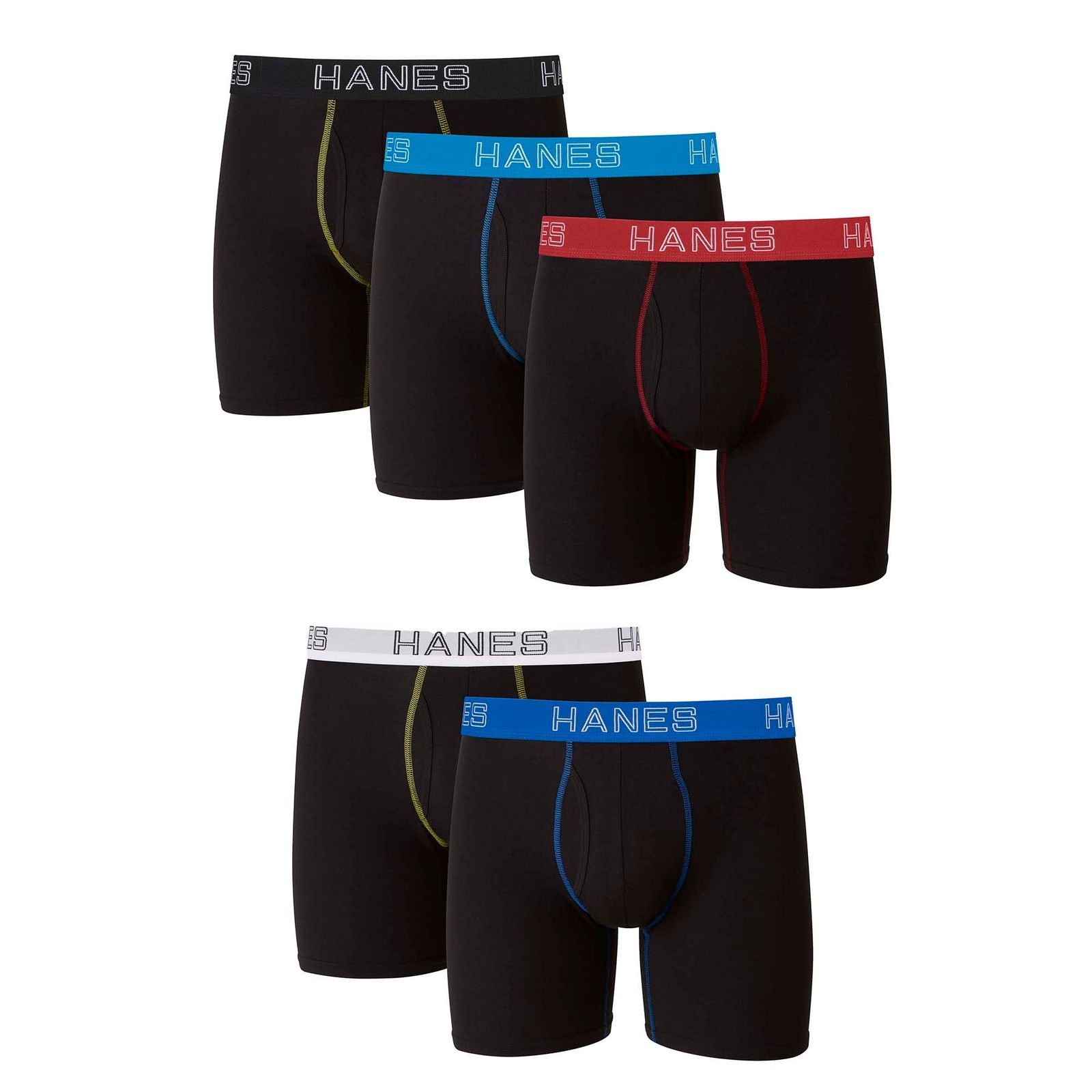 Hanes Men's Ultimate Core Stretch Boxer Brief 5-Pack Black Underwear XL