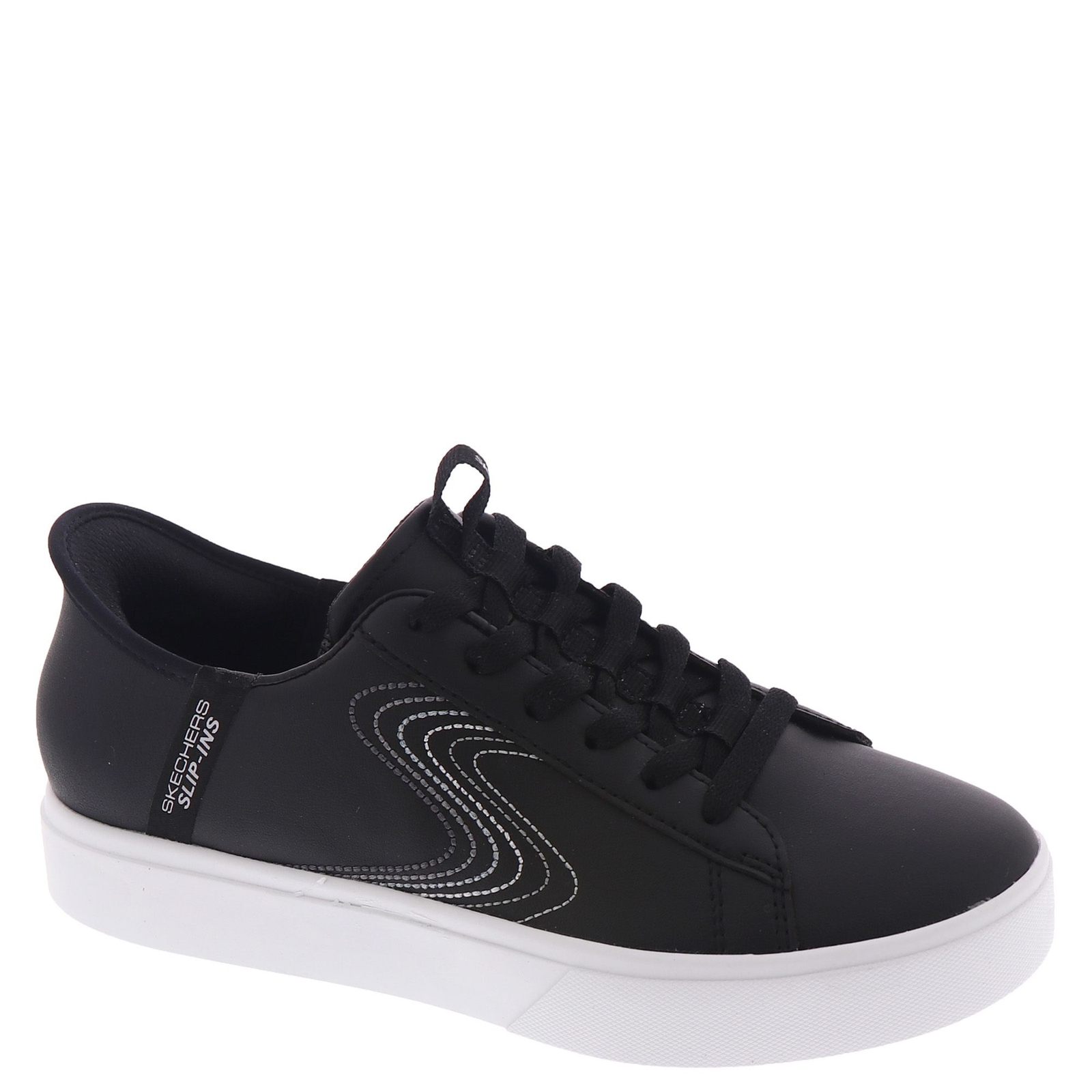 Skechers Court Classics Slip-Ins: Eden LX-Royal Stride Women's Black Sneaker 6 M