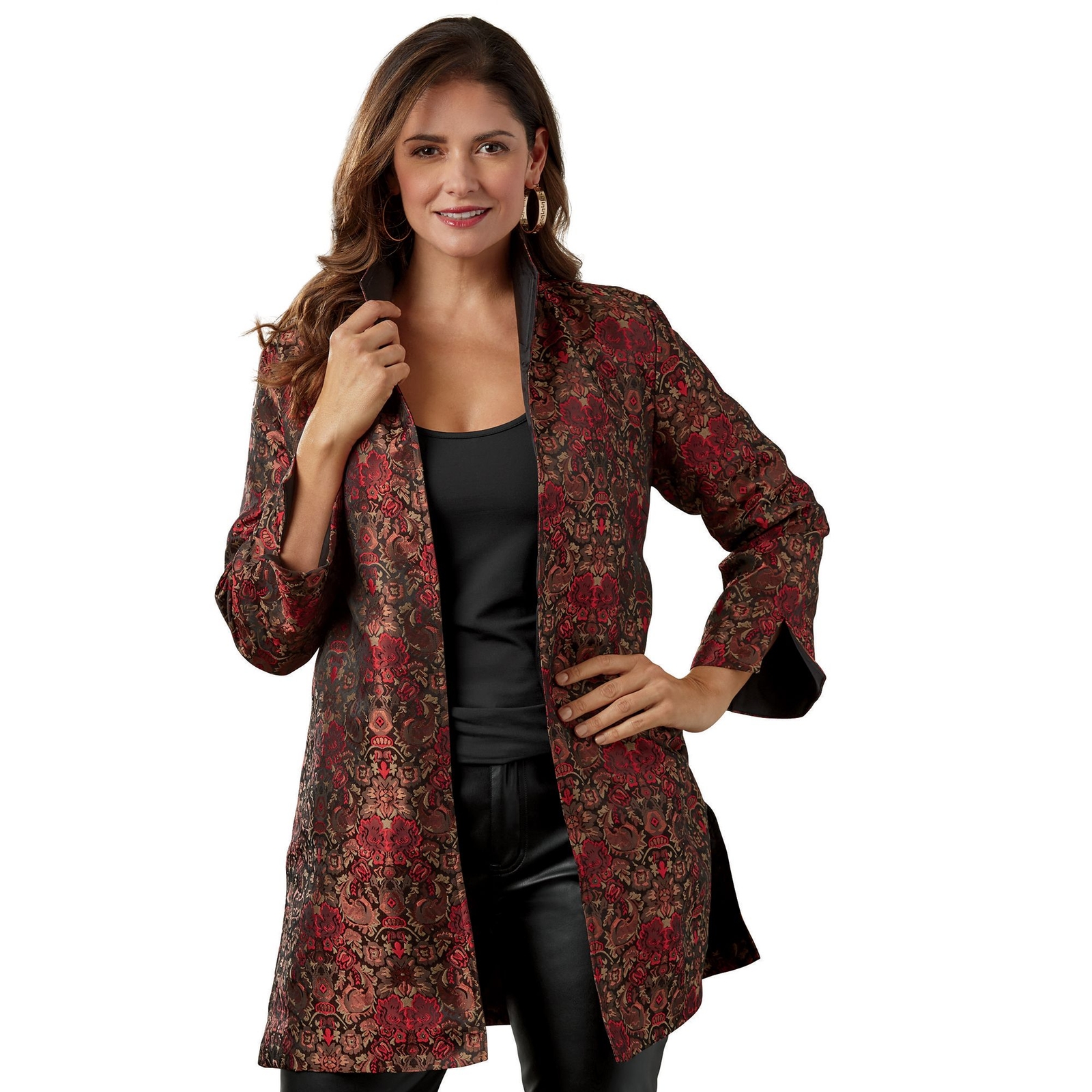 Masseys Jacquard Open Front Jacket Multi Jackets S