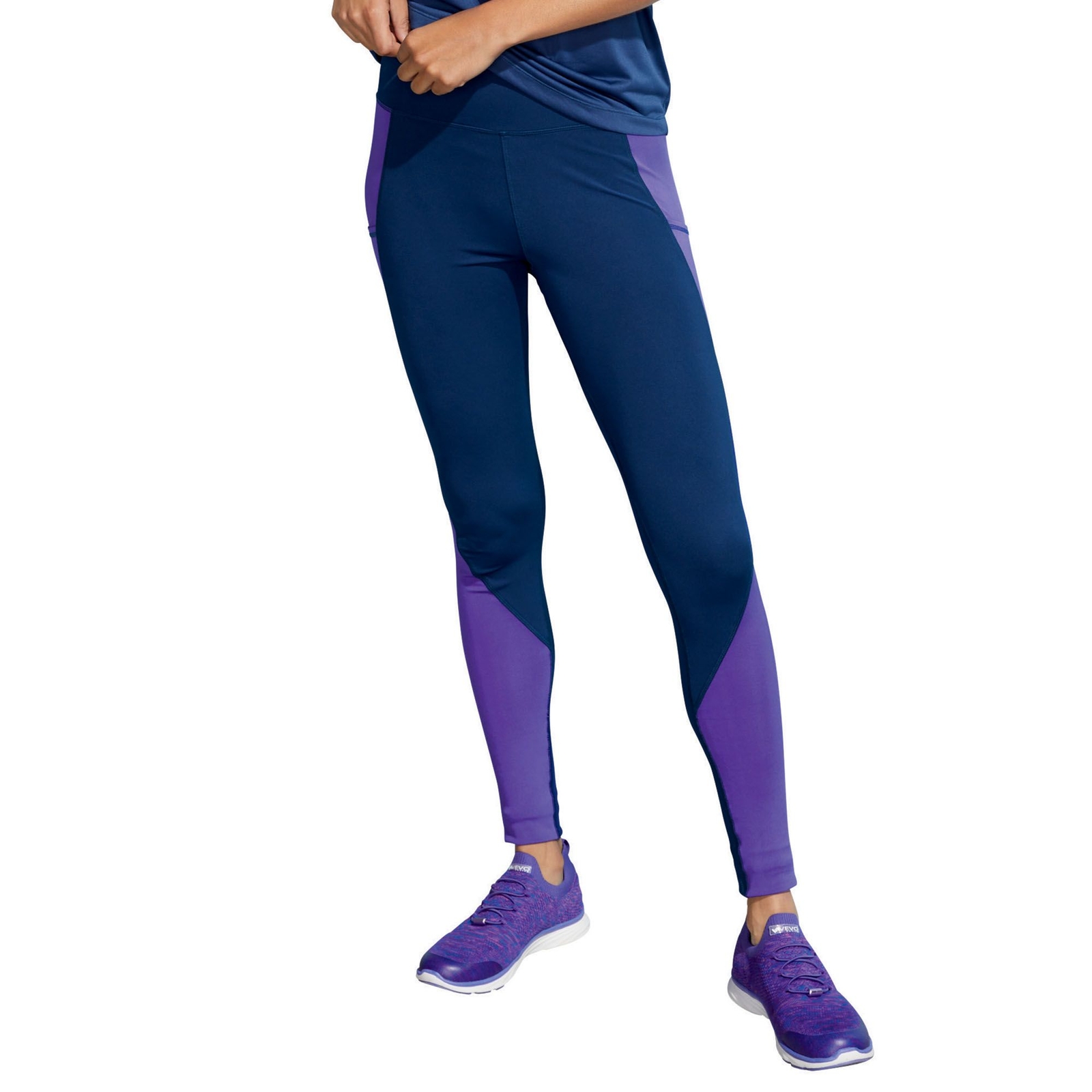 VEVO ACTIVE Women's High-Waisted Tech Legging Blue Pants 1X-Regular