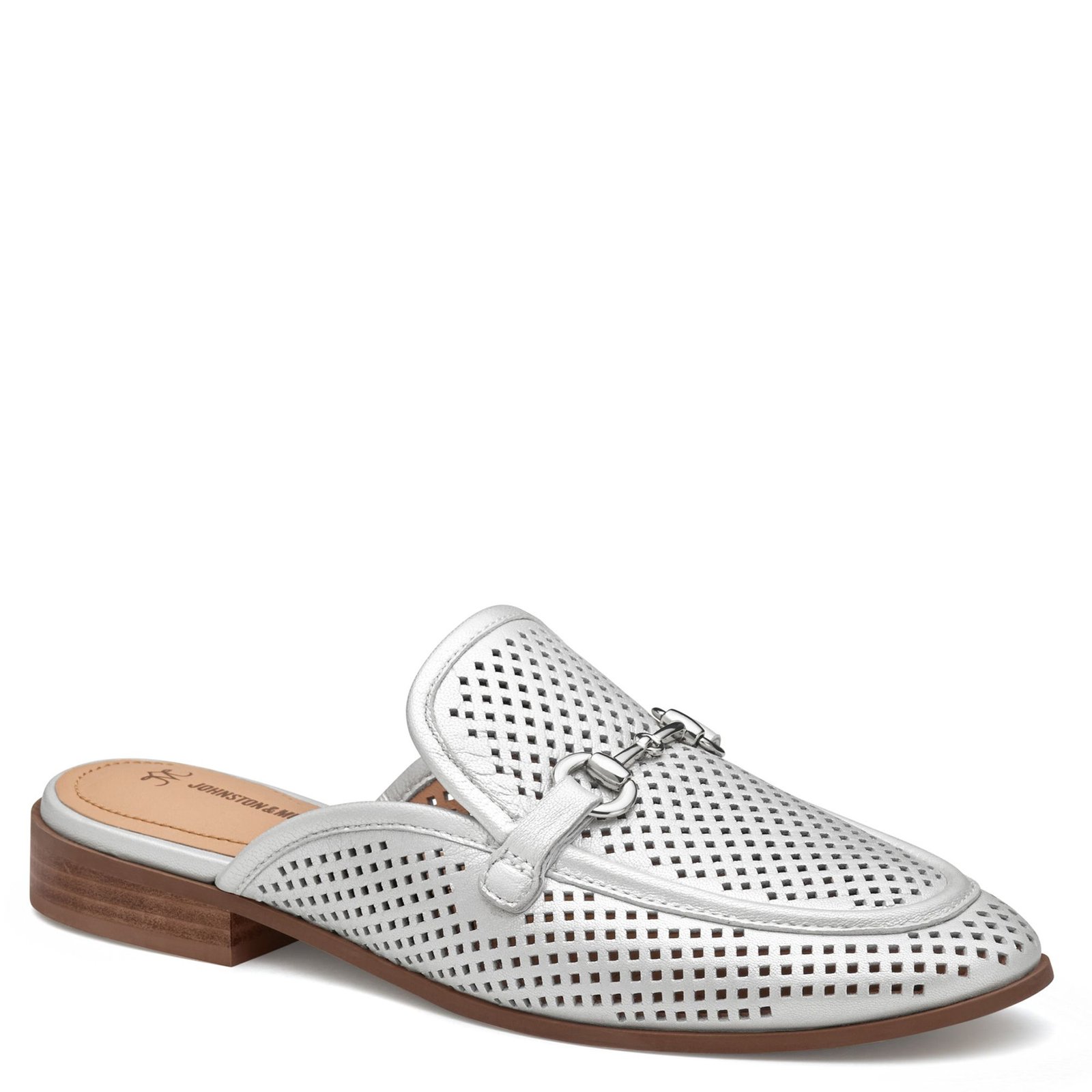 Johnston & Murphy Ali Perfed Bit Mule Women's Silver Slip On 7.5