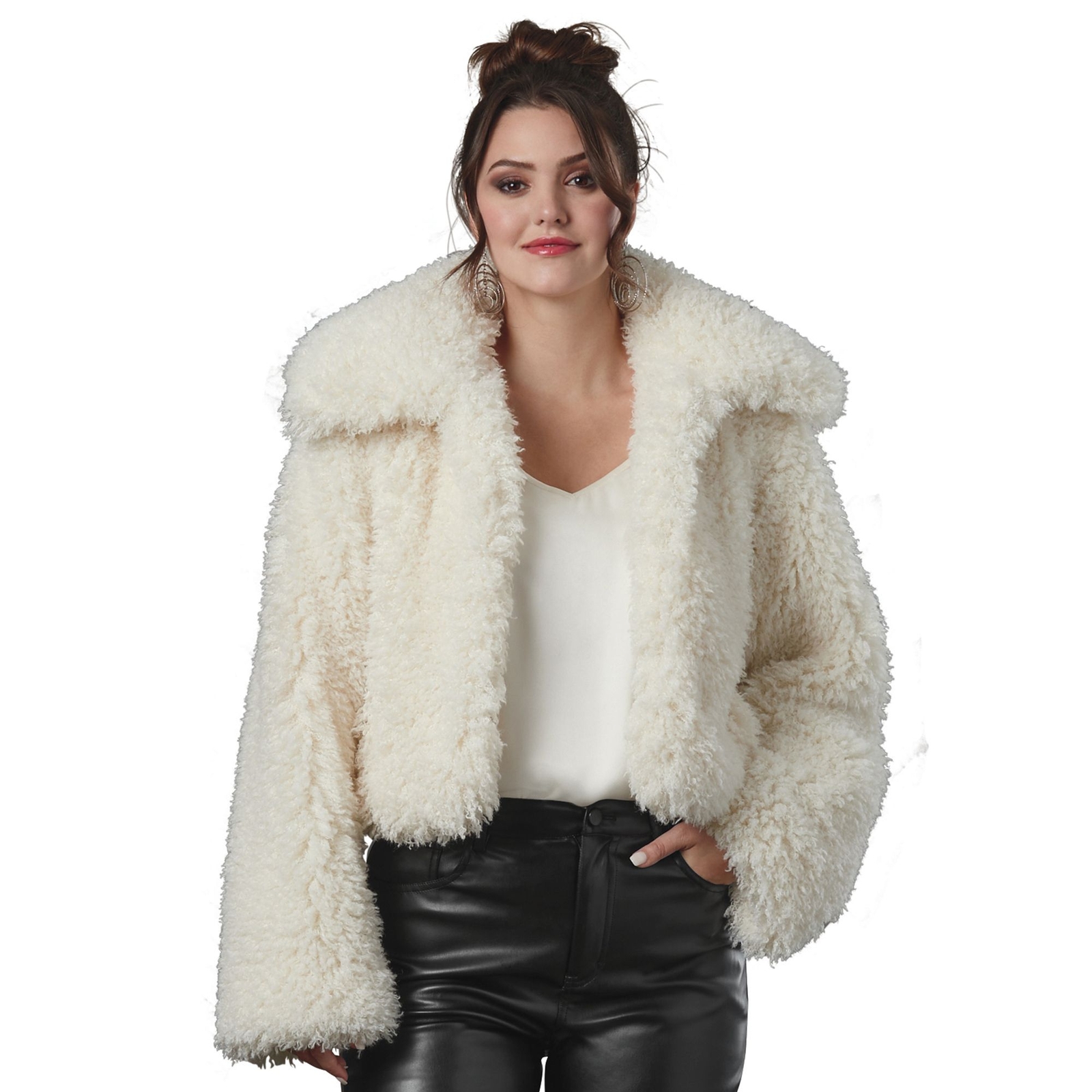 K. Jordan Shaggy Faux Fur Coat Bone Coats 1X