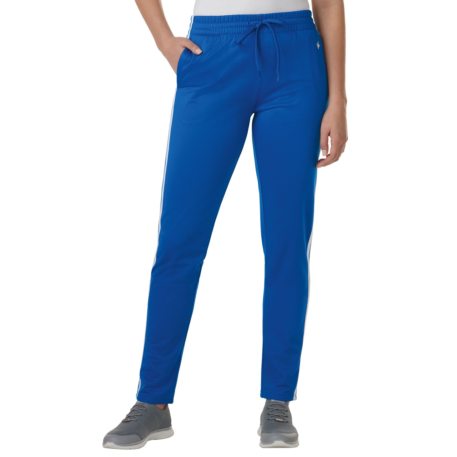 VEVO ACTIVE Women's Striped Track Pant Blue Pants 1X-Regular