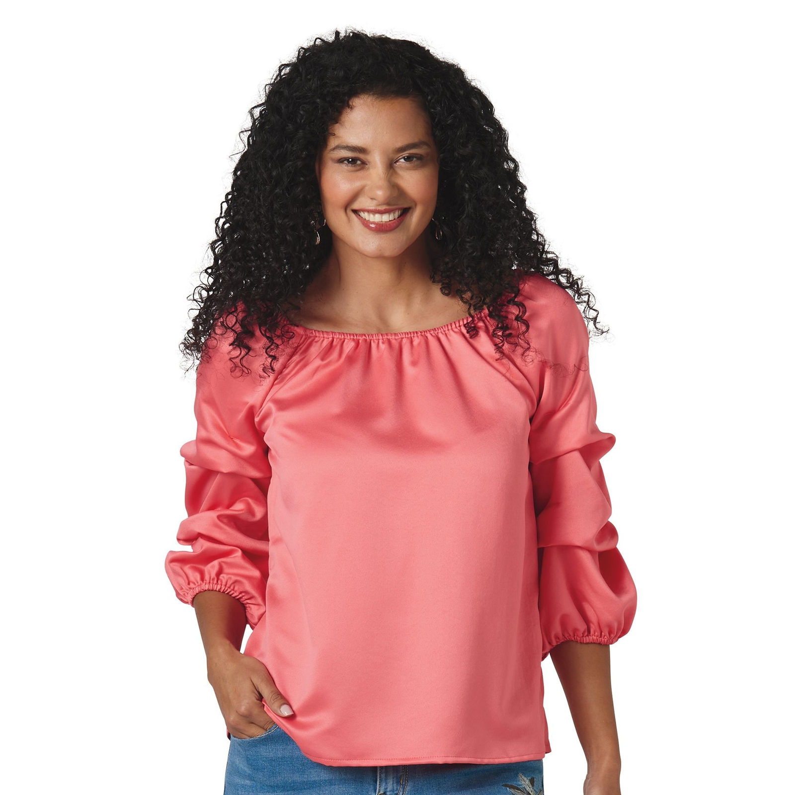 Masseys Statement Sleeve Blouse Orange Shirts XL