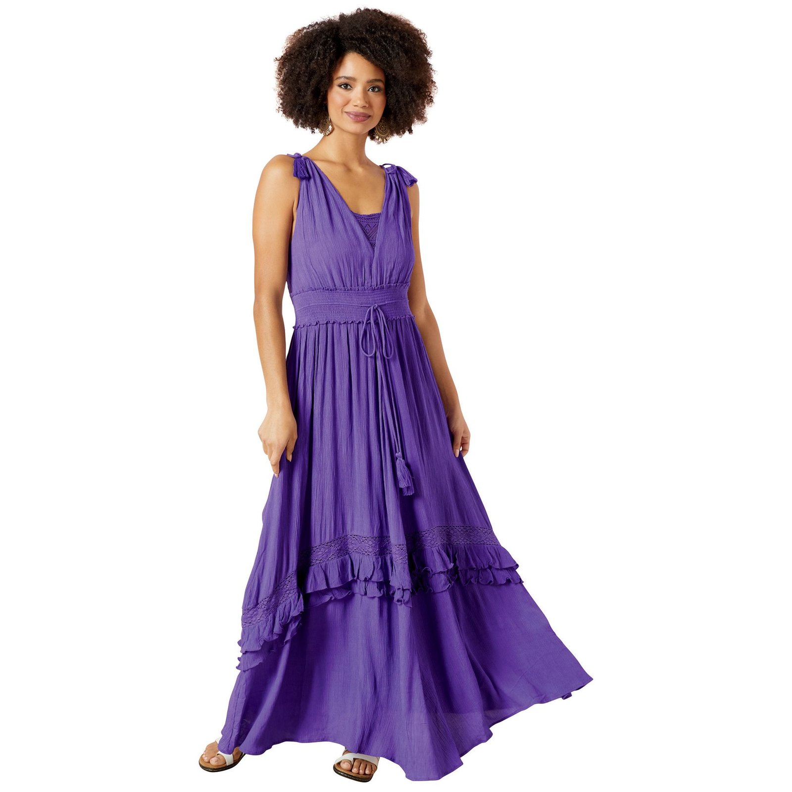Masseys Tiered Maxi Dress Purple Dresses