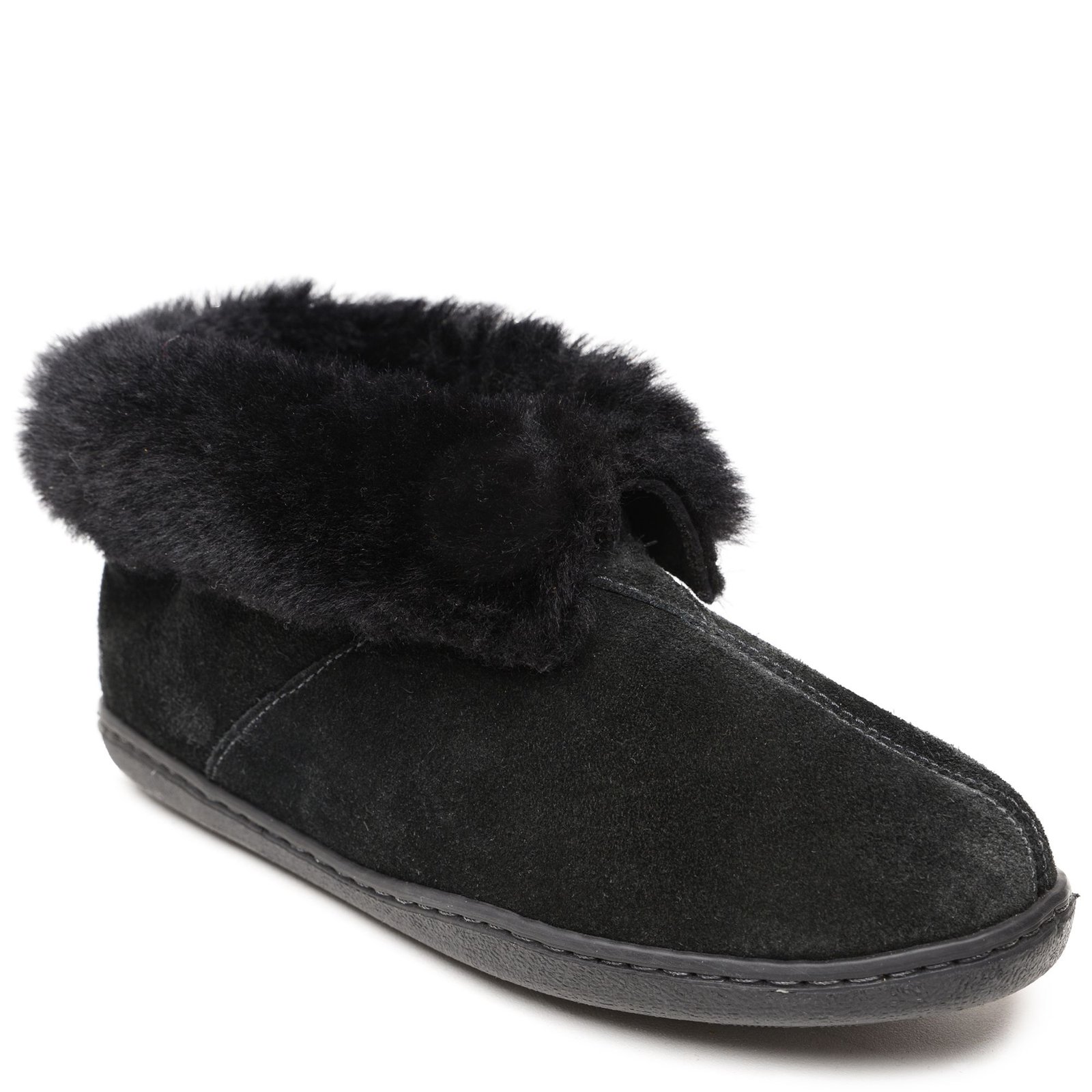 Minnetonka Sheepskin Ankle Boot Women's Black Slipper 8