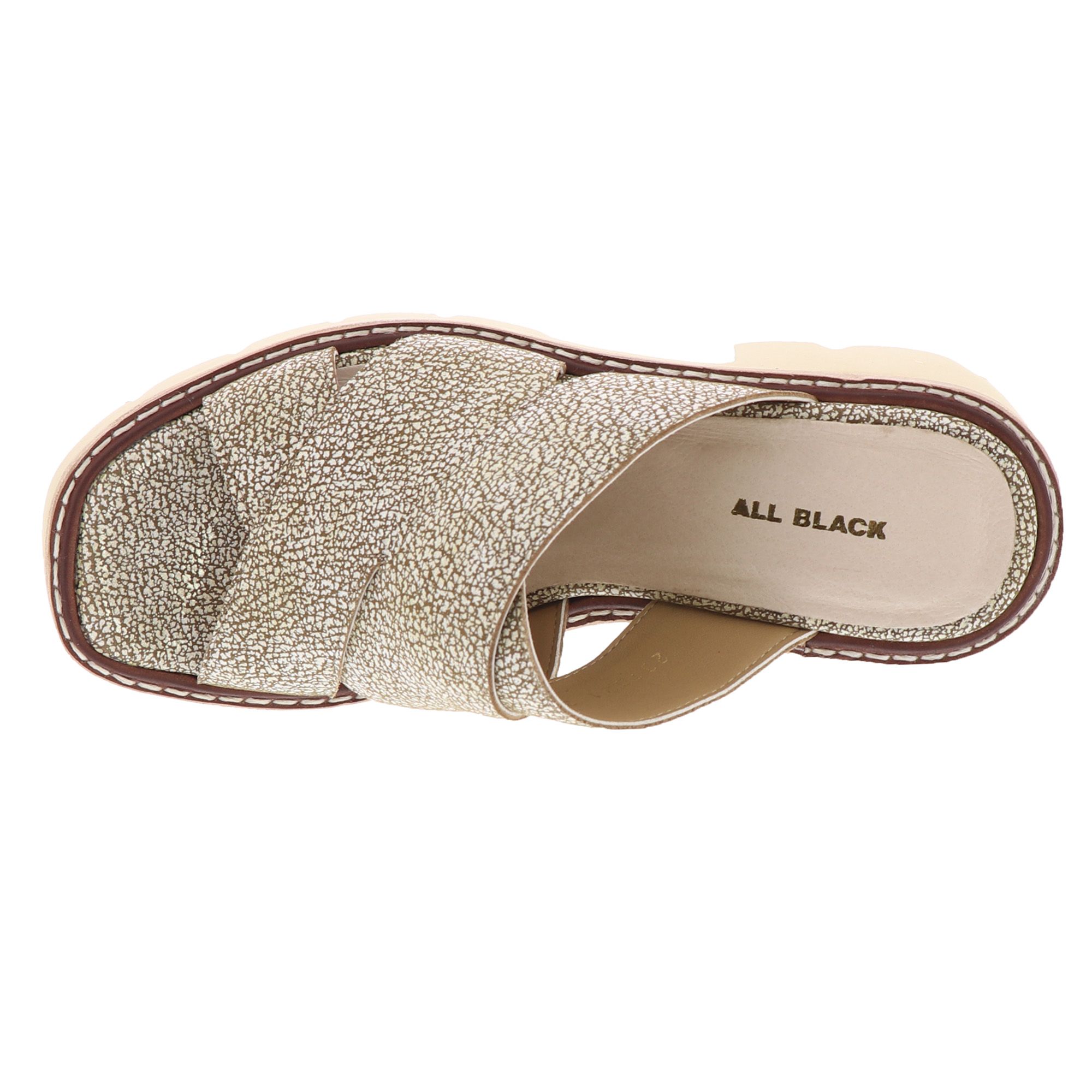 ALL BLACK Wide Lugg Cross Mule Women's Sandal - Gold