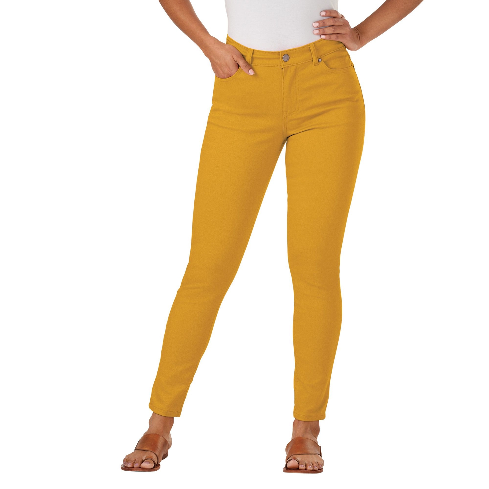 Masseys High-Rise Colored Skinny Jean Bronze Pants 18W-Regular
