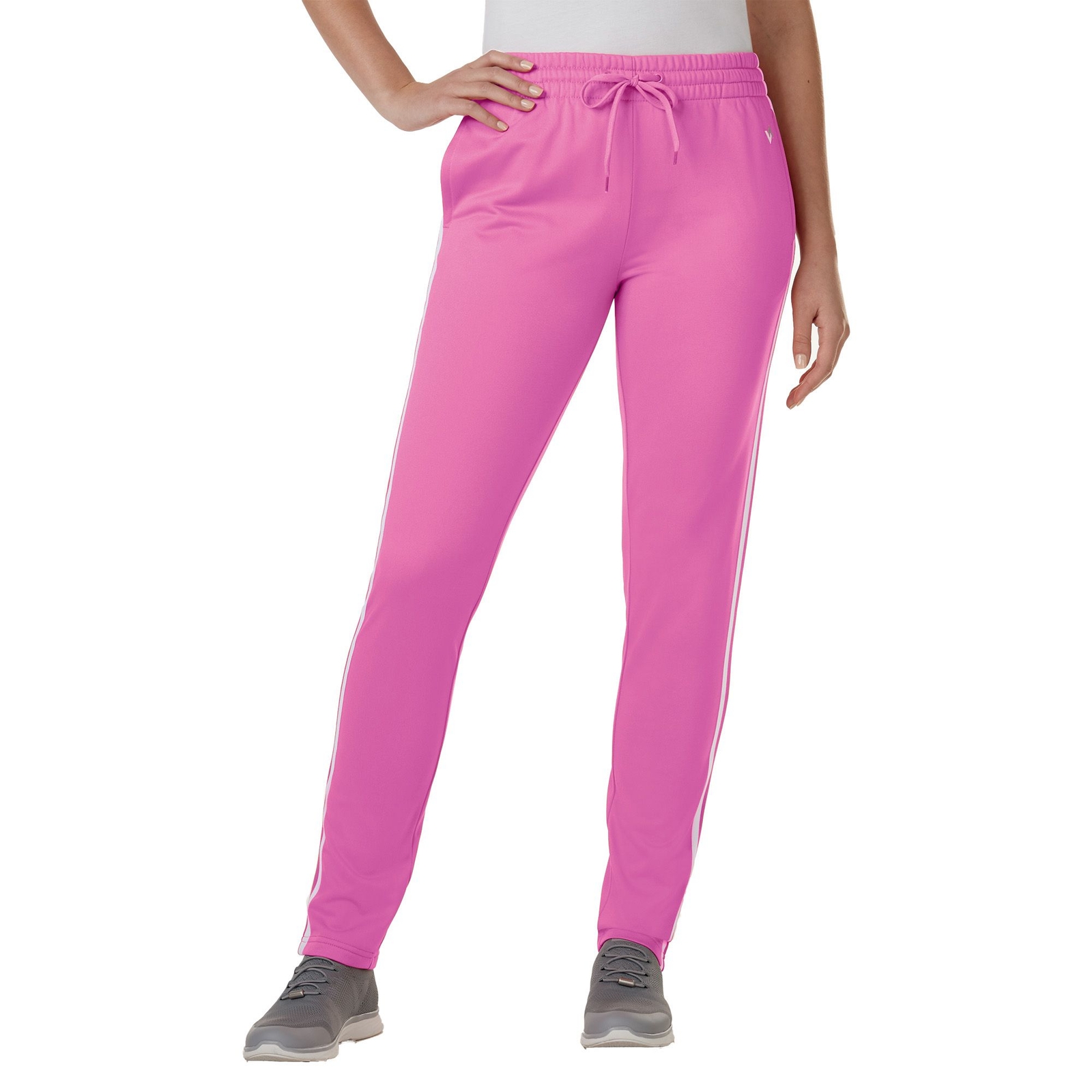 VEVO ACTIVE Women's Striped Track Pant Pink Pants L-Regular