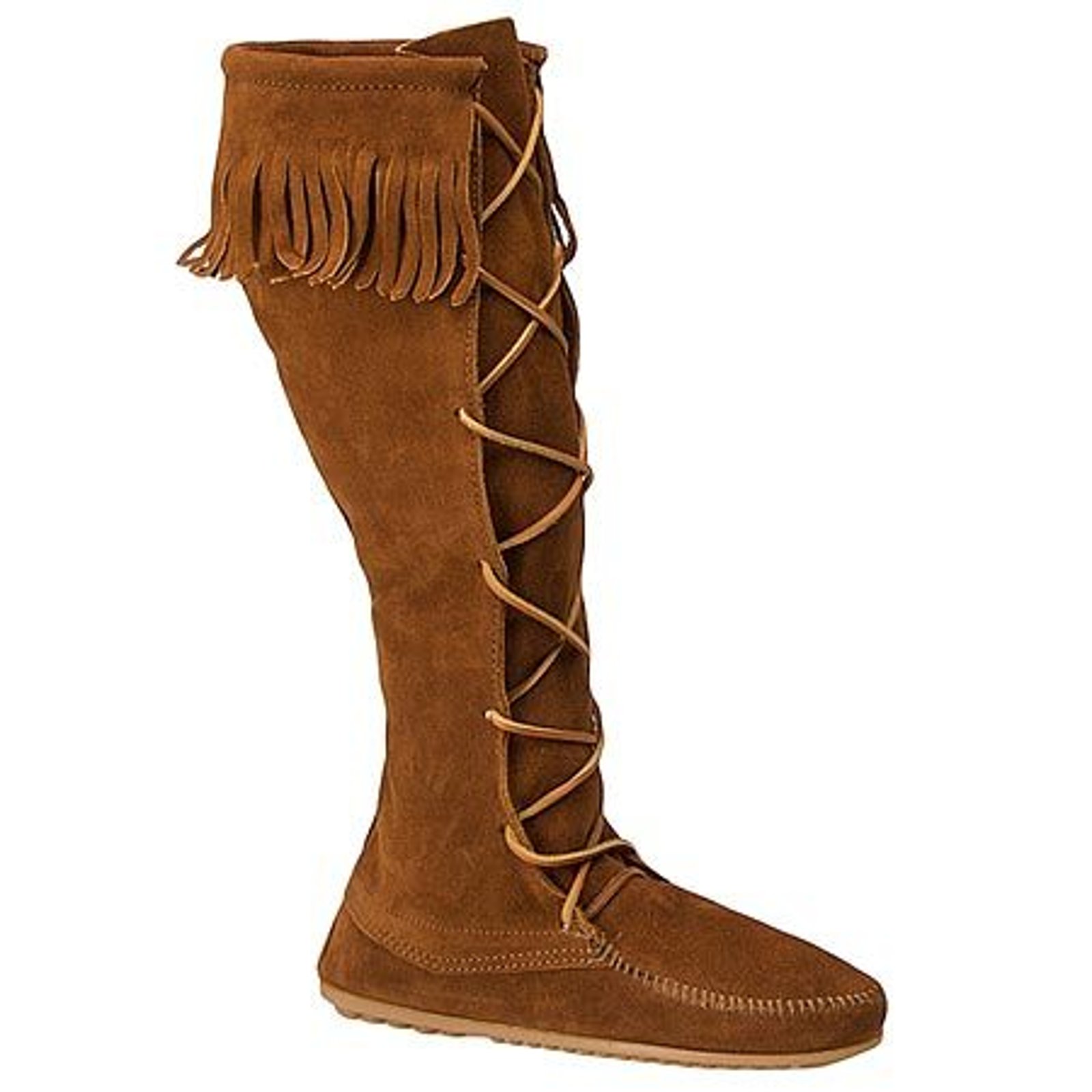 Minnetonka Front-Lace Hardsole Knee-High Boots for Ladies - Brown