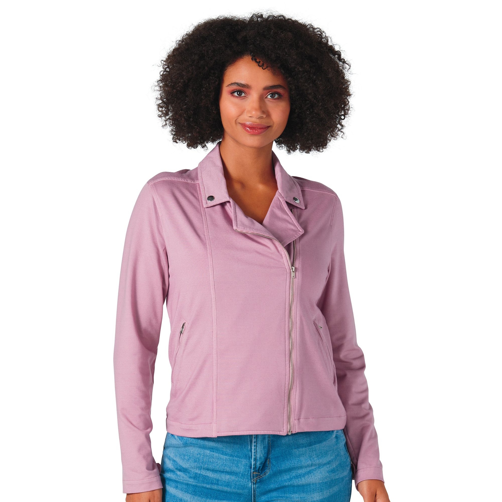 Masseys Knit Moto Jacket Pink Jackets L