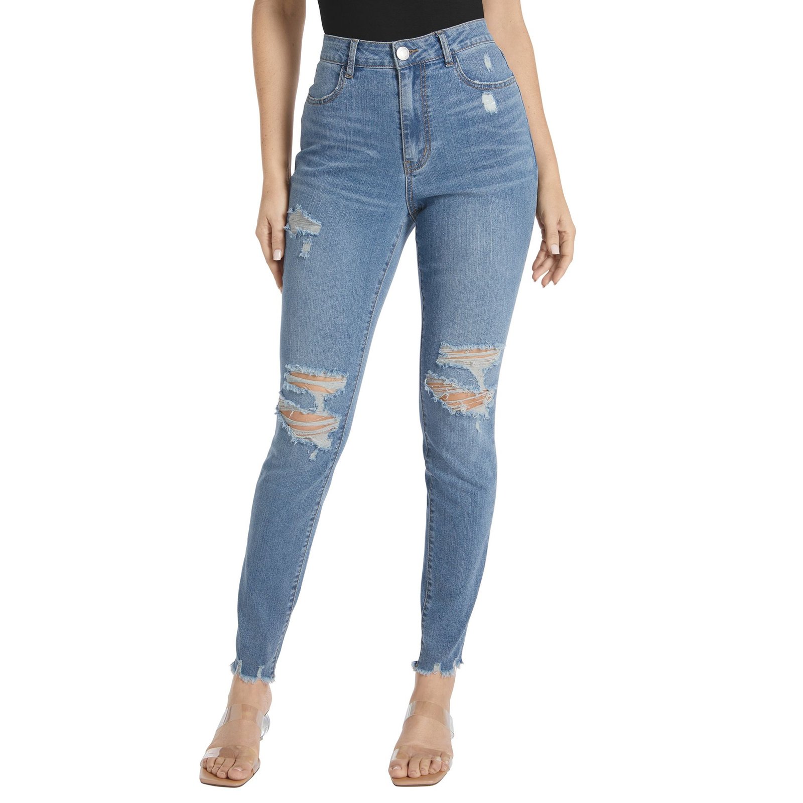 Masseys Destructed Skinny Jean Blue Pants 16W