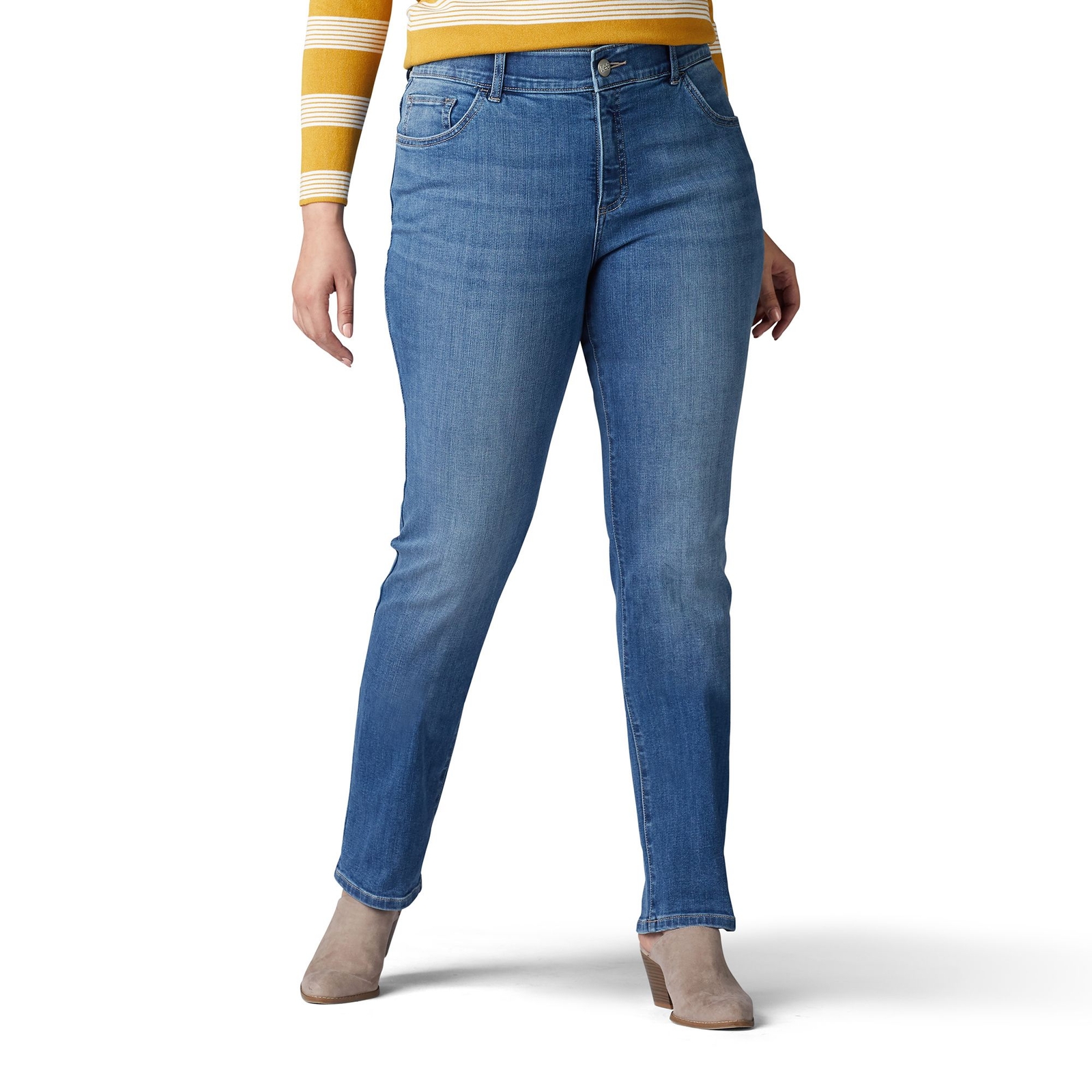 Lee Jeans Women's Flex Motion Straight-Leg Jean Blue Pants 6-Regular