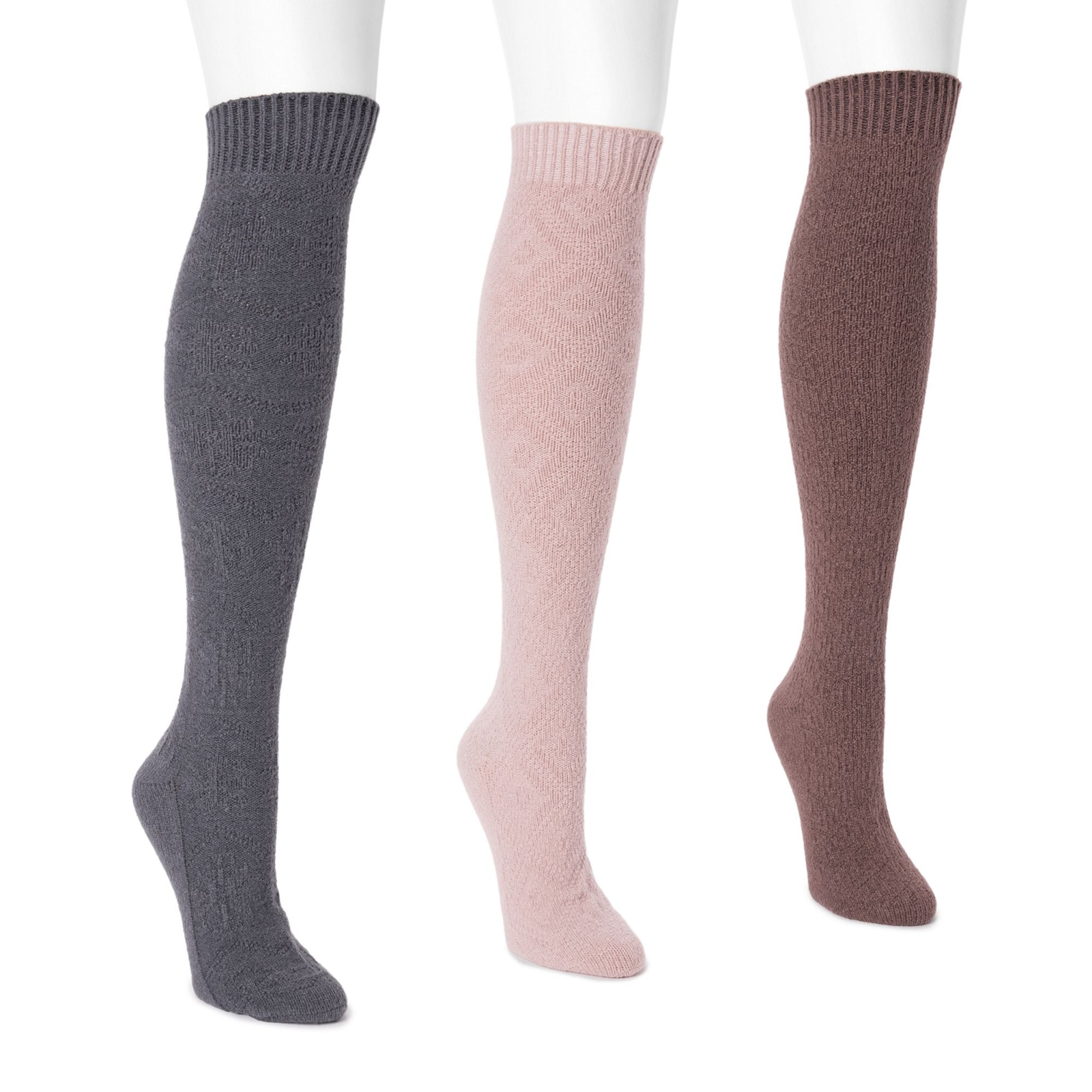 MUK LUKS Women's 3 Pair Pack Knee High Socks Multi Socks One Size