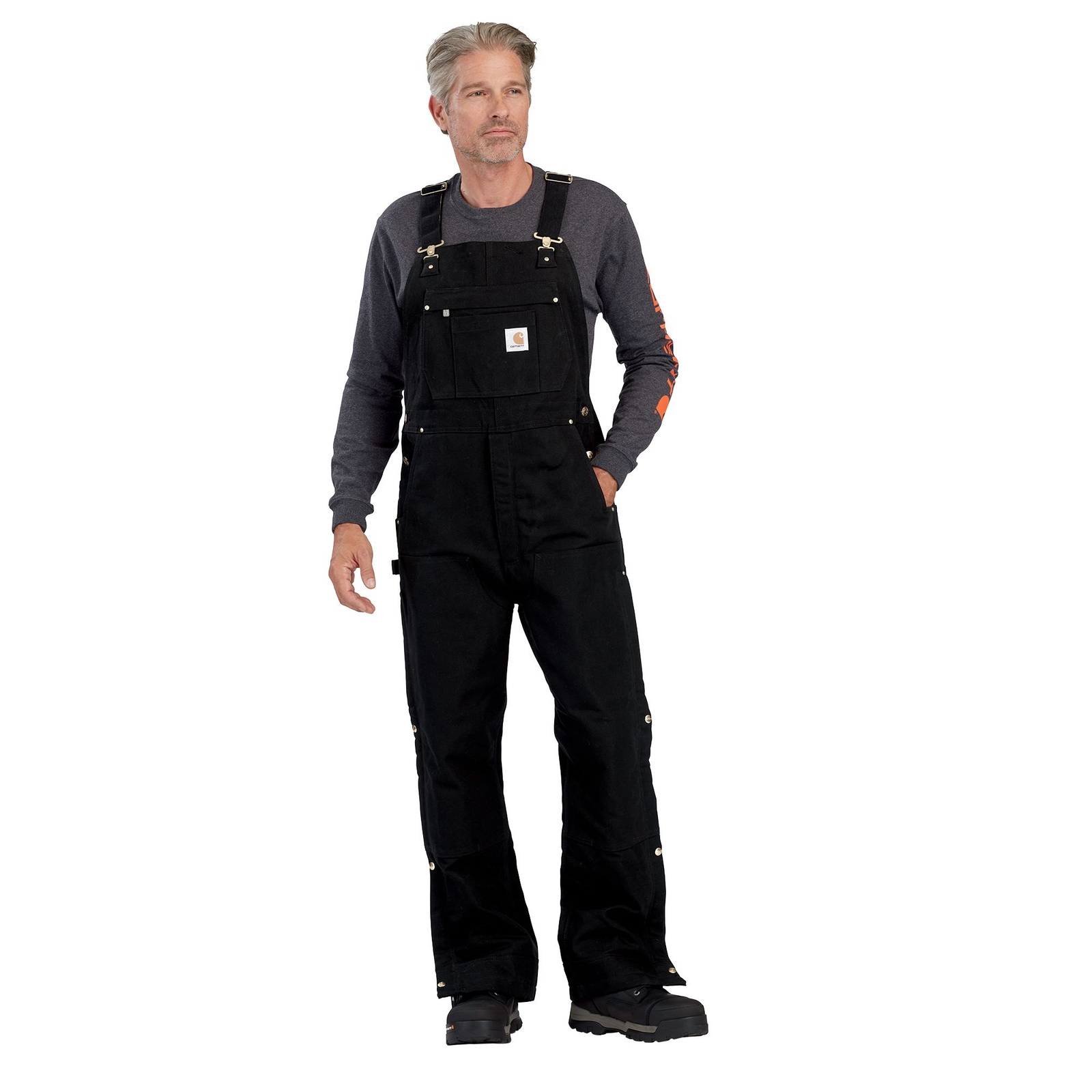 Carhartt Men's Firm Duck Insulated Bib Overall Black Pants XXXXL-Regular