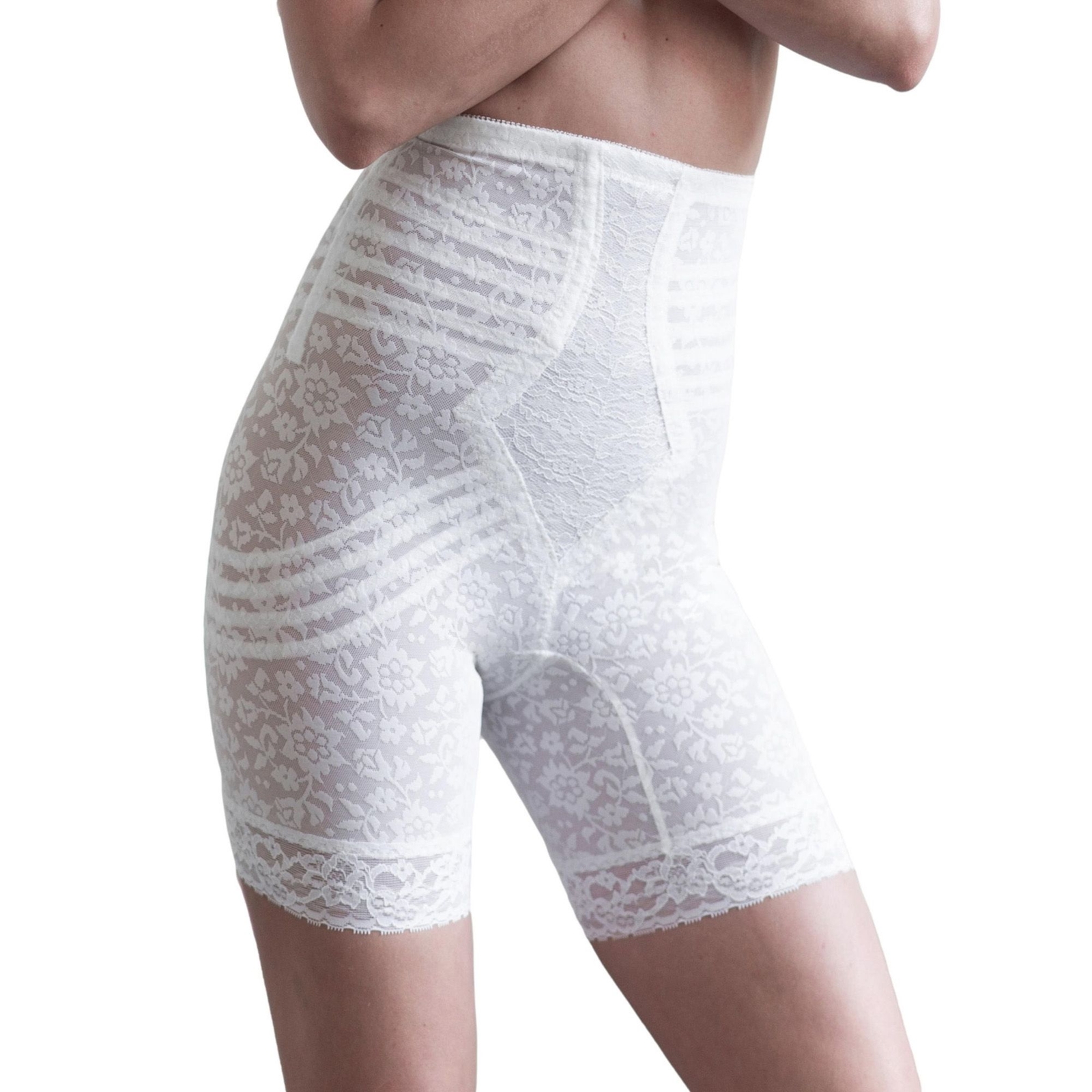 Rago Women's High Waist Extra Firm Thigh Shaper White Shapewear L