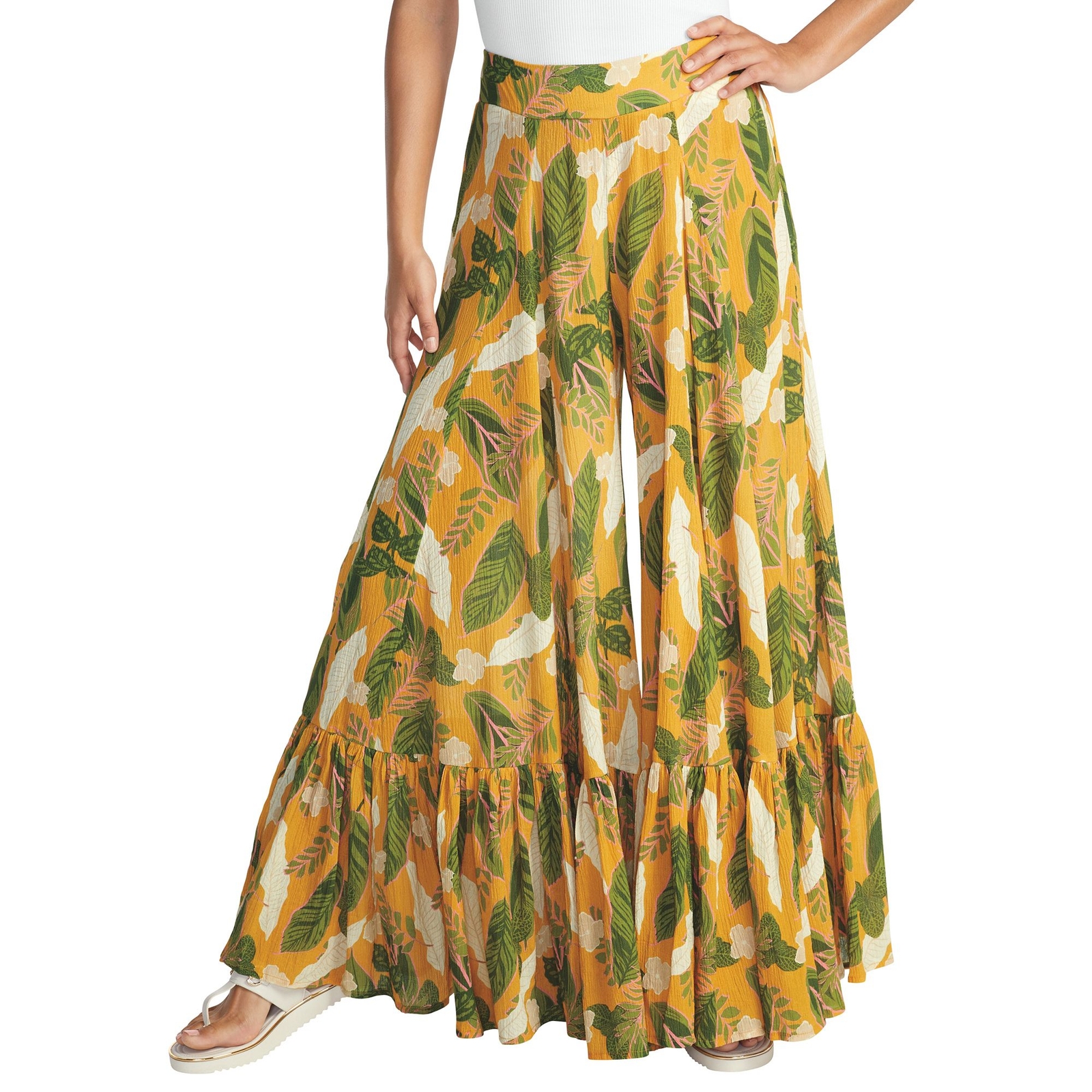 Masseys Ruffle Palazzo Pants Multi Pants XL-Regular