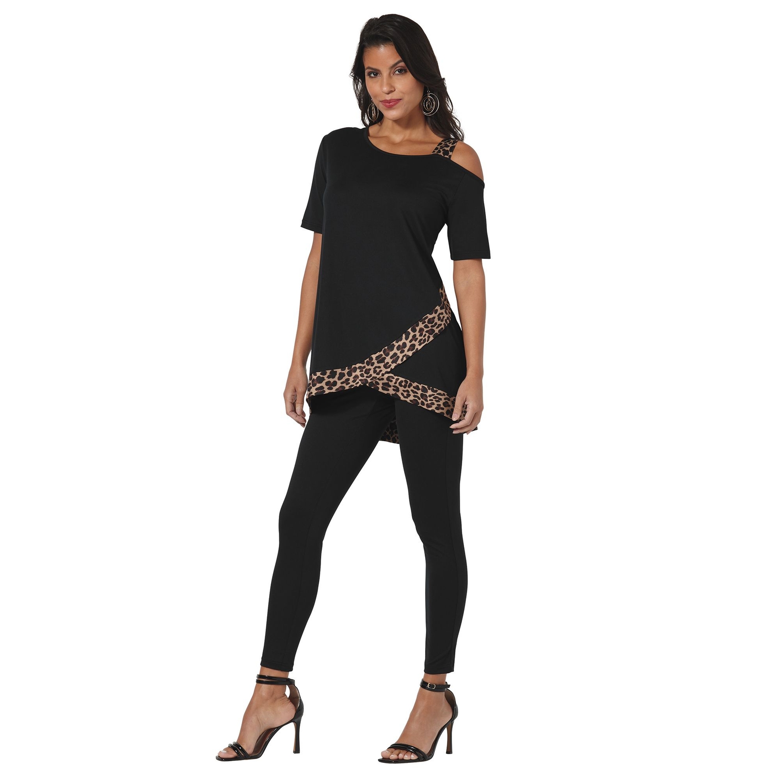 Masseys Asymmetrical Cold Shoulder Pant Set Multi Sets XL