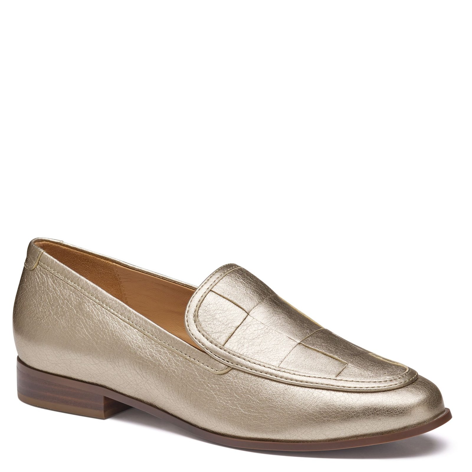 Johnston & Murphy Ali Woven Loafer Women's Gold Metallic Slip On 8