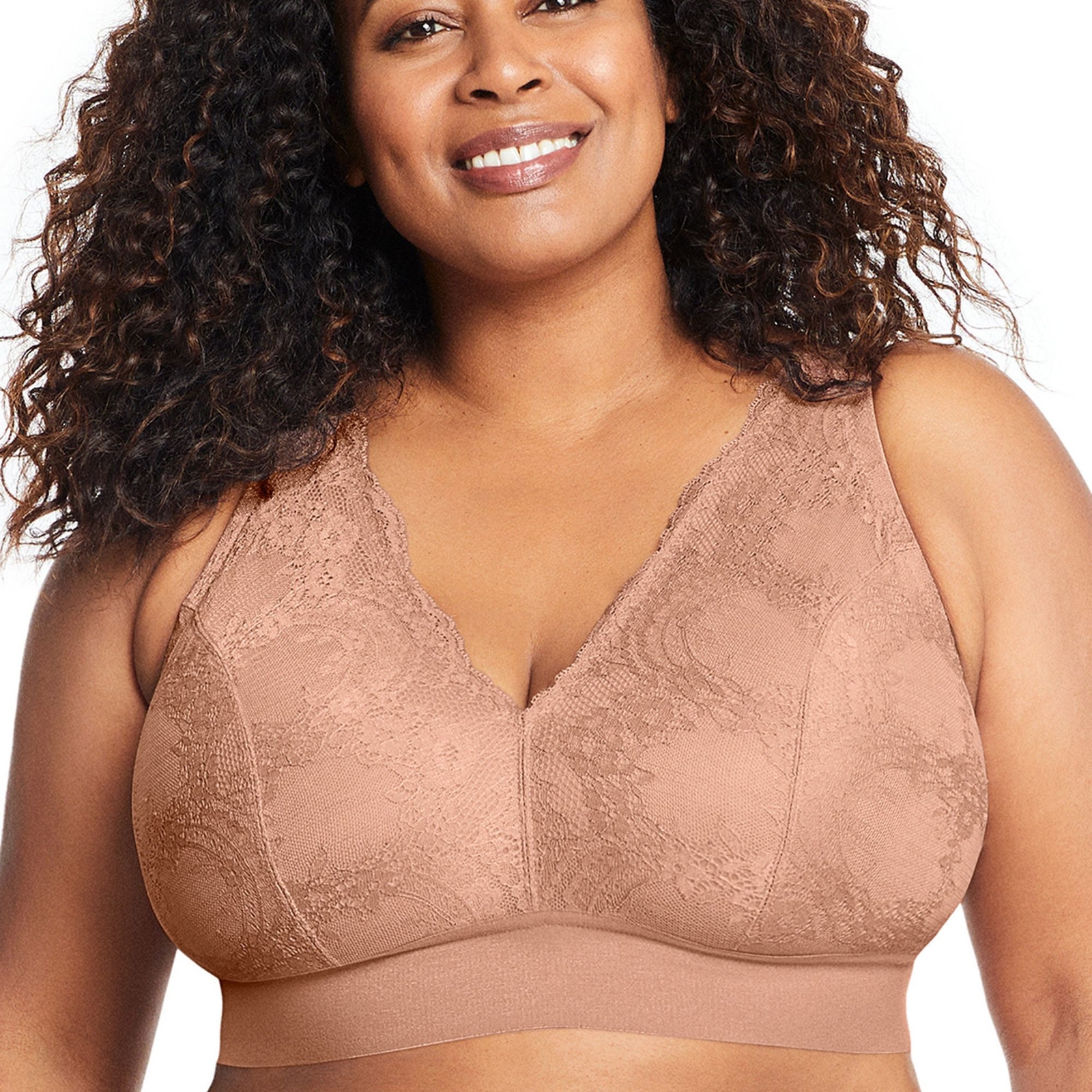Glamorise Bramour Gramercy Luxe Lace Bralette Tan Bras 36-D