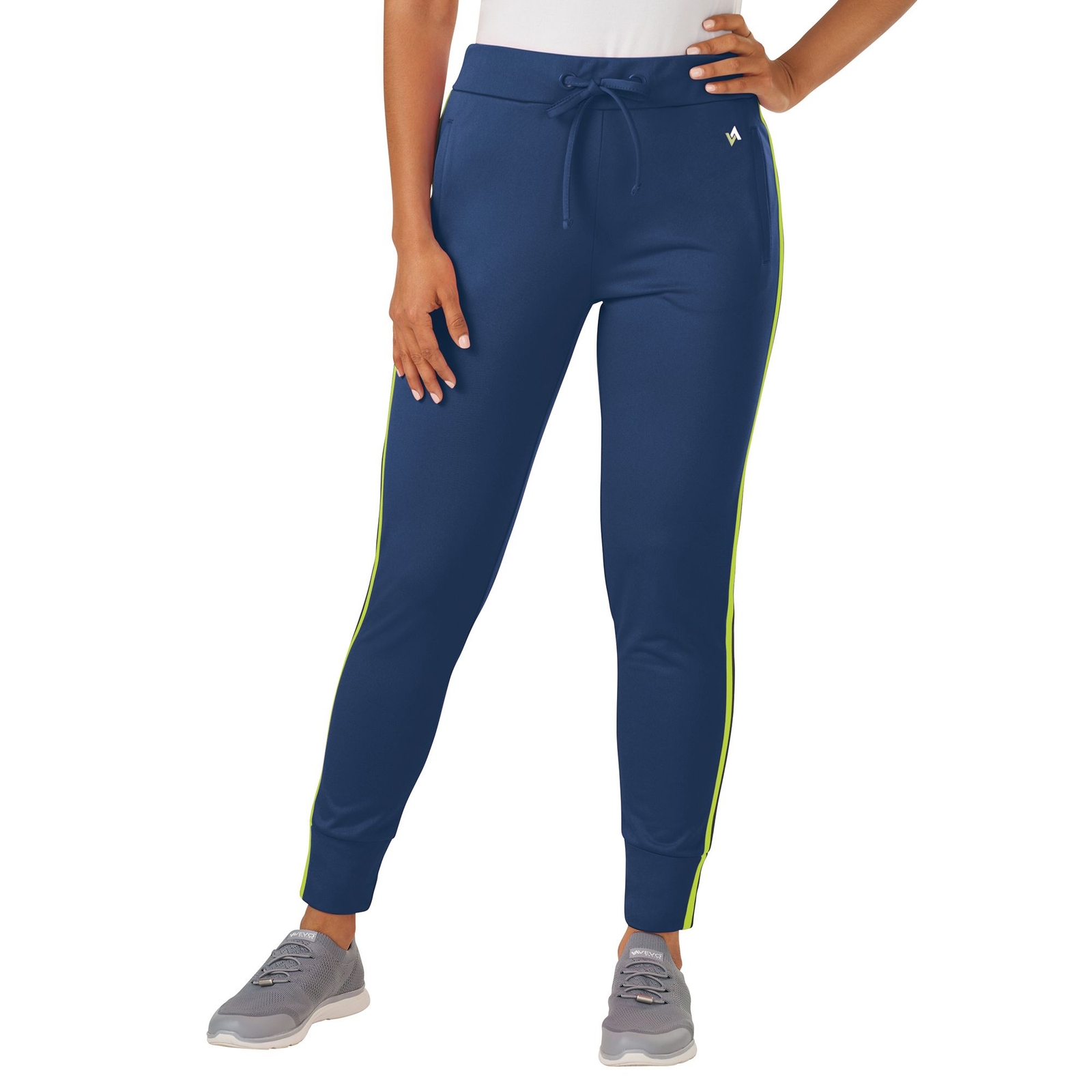 VEVO ACTIVE Women's Striped Track Jogger Blue Pants 5X-Regular