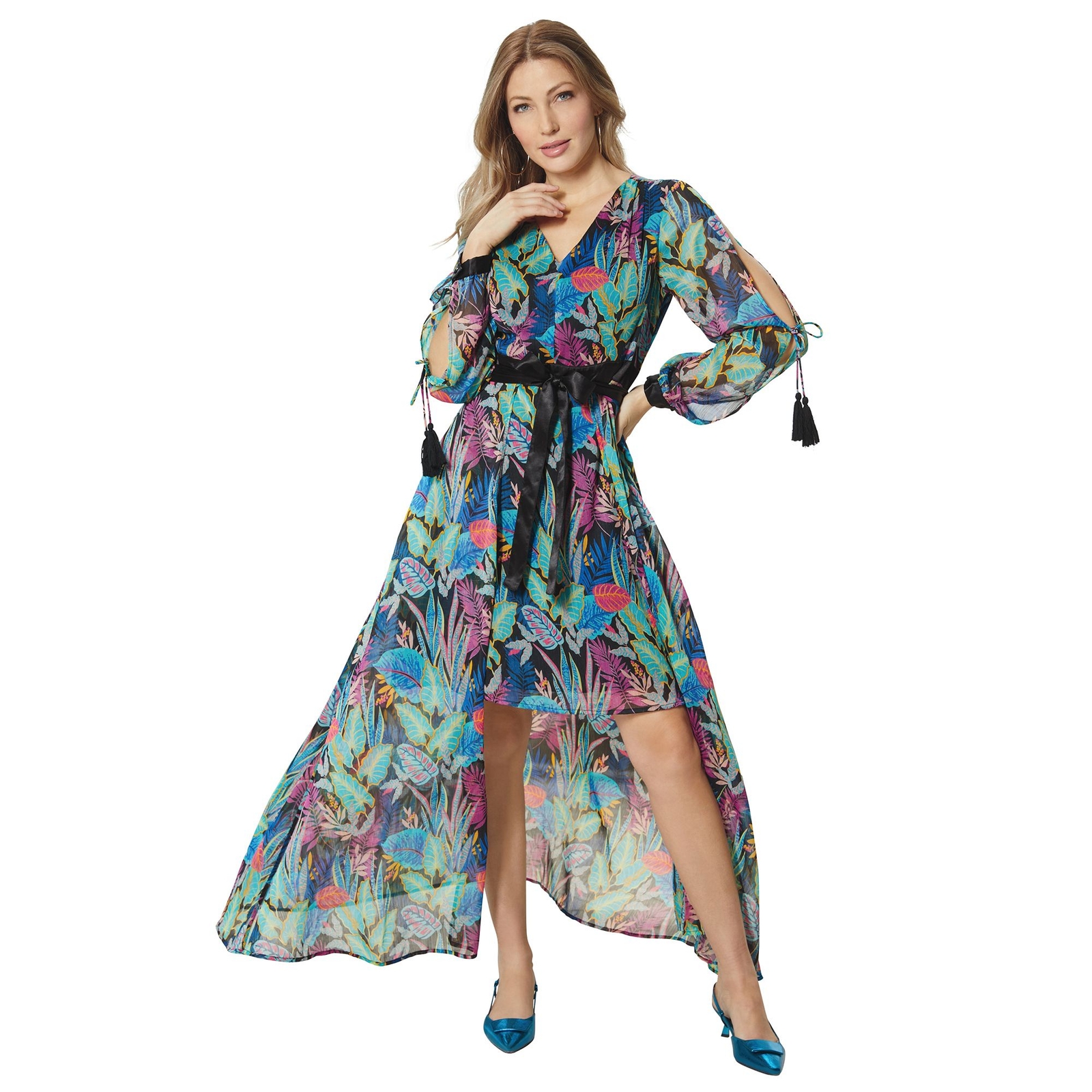 Masseys Printed Dress and Wrap Set Multi Sets 6