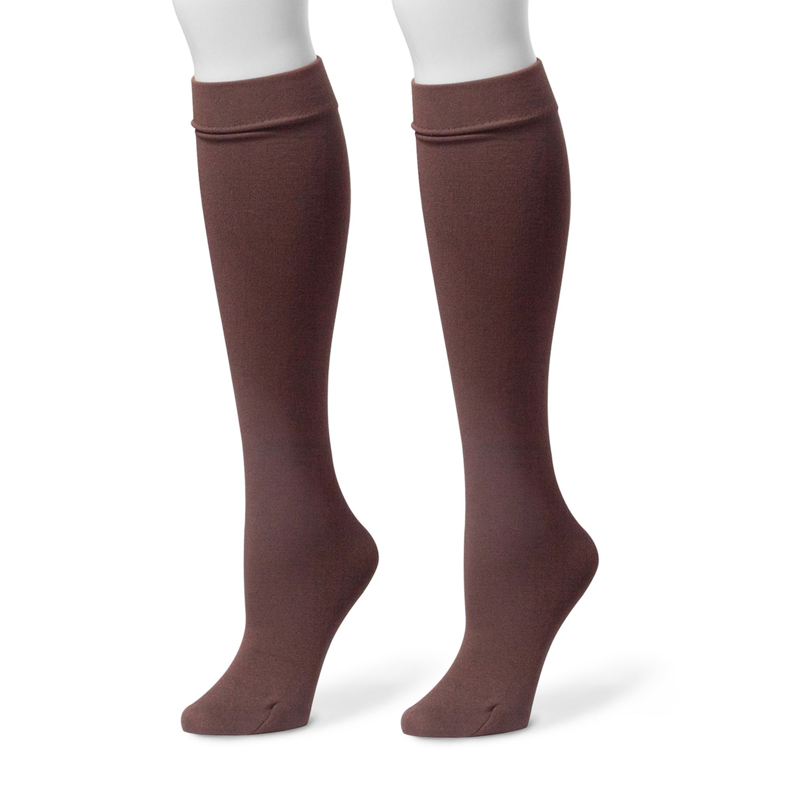 Muk Luks Women's 2-Pack Fleece Lined Knee High Socks Brown Socks S/M