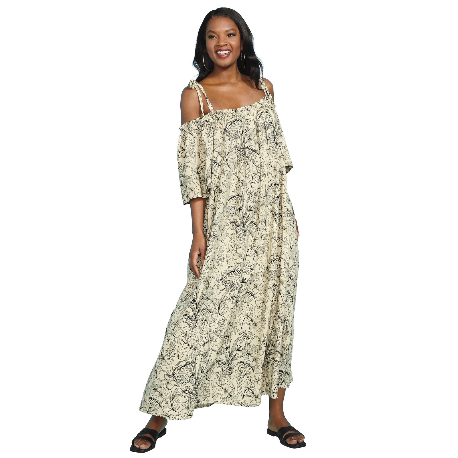 Masseys Cold Shoulder Maxi Dress Multi Dresses One Size Womens
