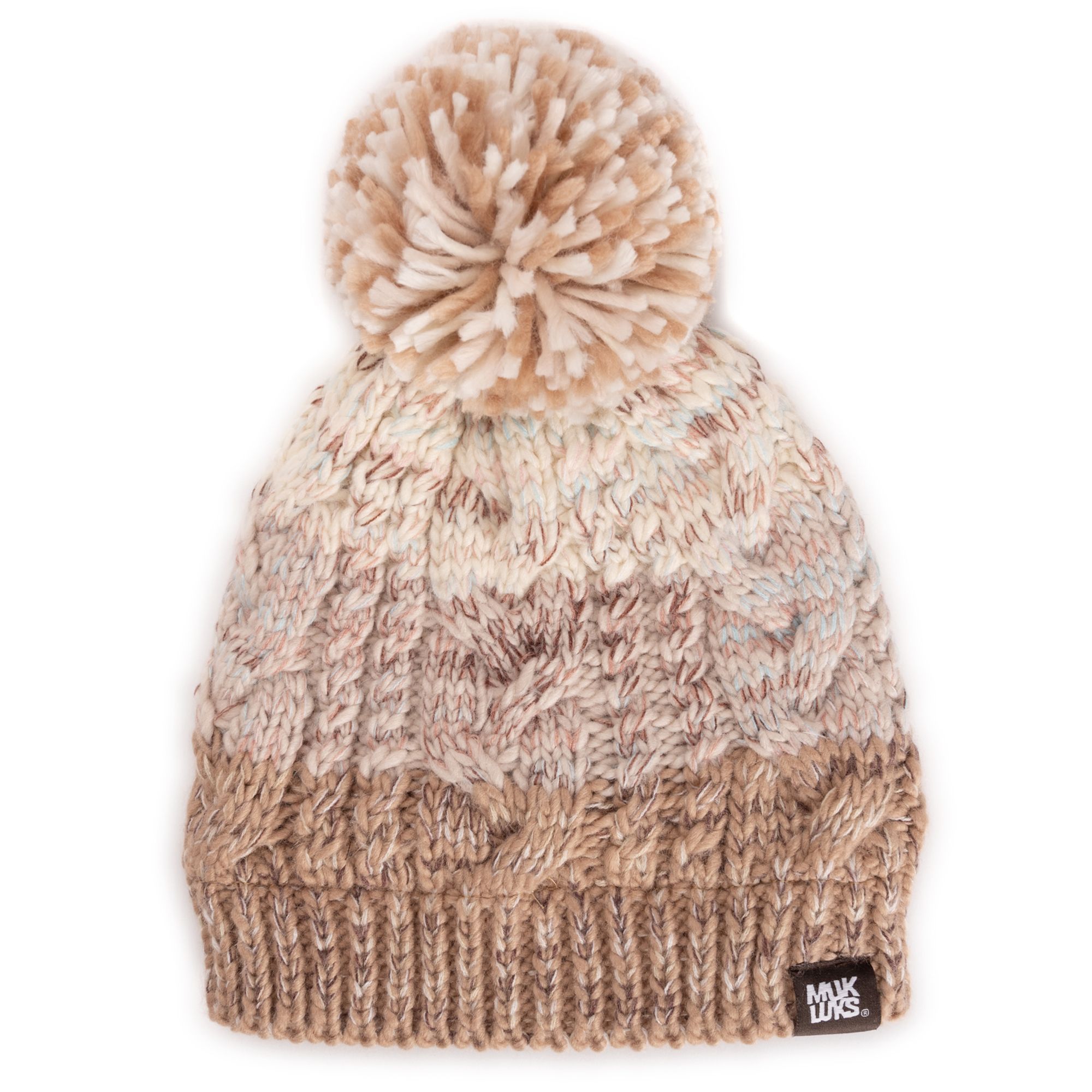 MUK LUKS Women's Colorblock Stripe Cable Beanie