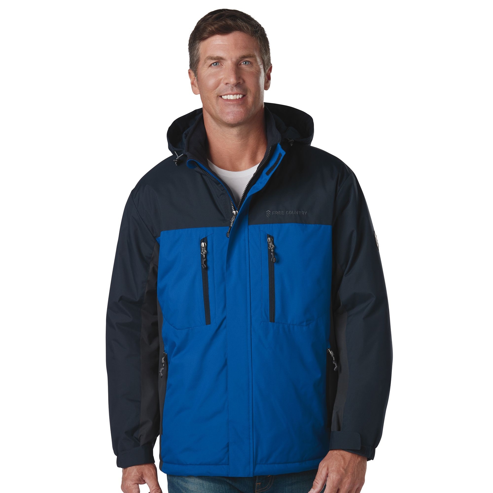 Free Country Men's Trifecta Mid-Weight Jacket Blue Coats S