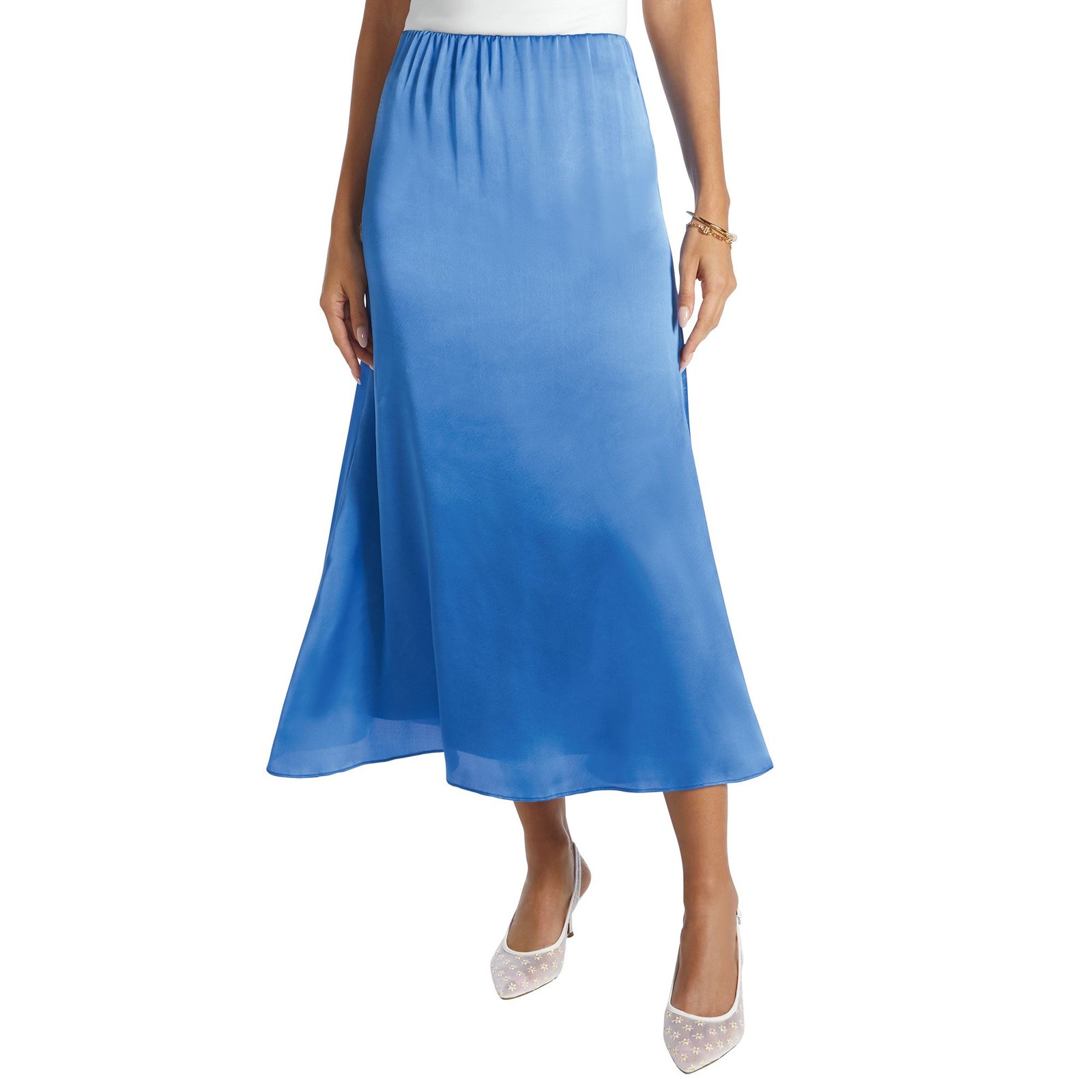 Masseys Luxe Satin Slip Skirt Blue Skirts