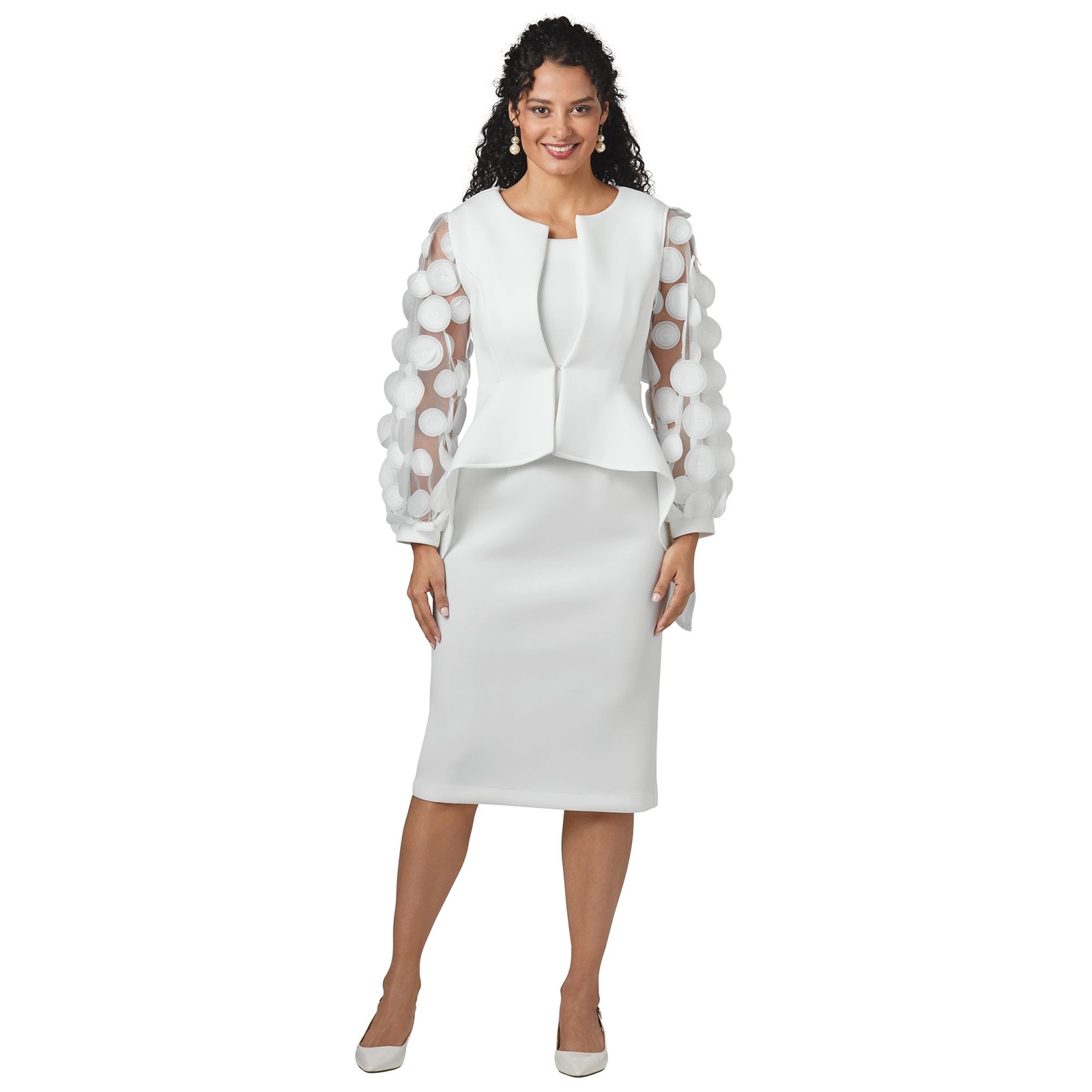 Masseys Novelty Sleeve Dress And Jacket White Suits 10