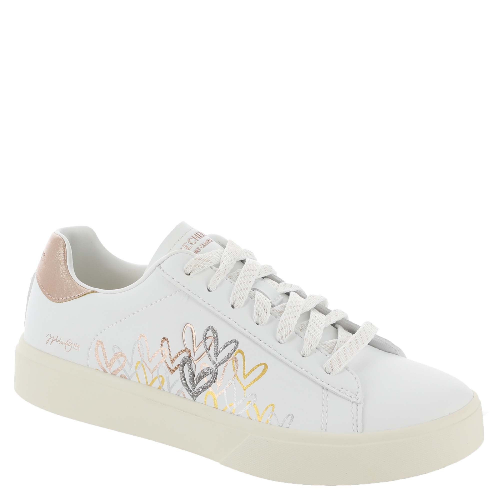 Skechers Court Classics JGoldcrown Eden LX-Gleaming Hearts Women's White Sneaker 8 M