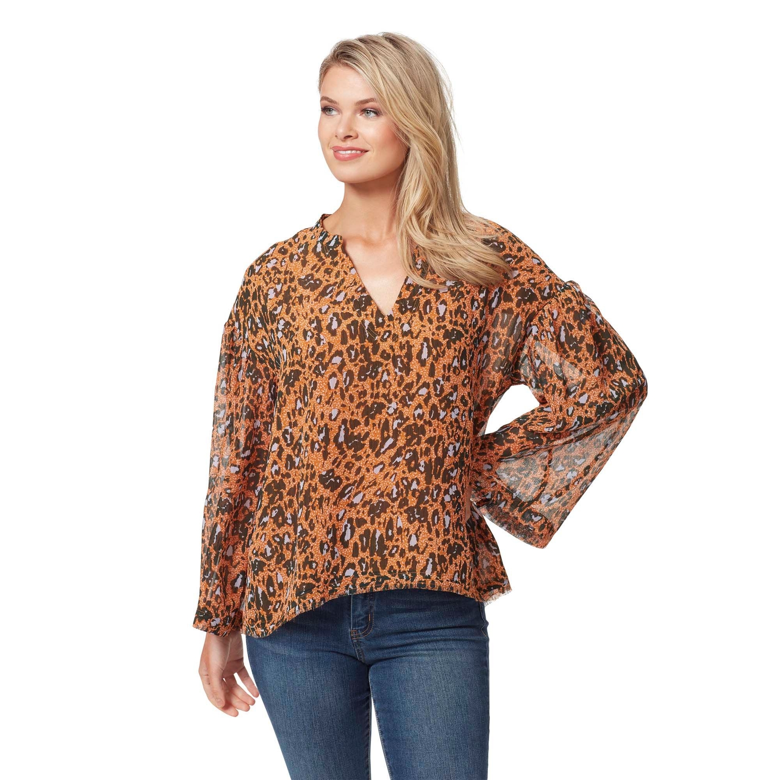 Jessica Simpson Women's Jenna Notch Neck Top Multi Shirts S