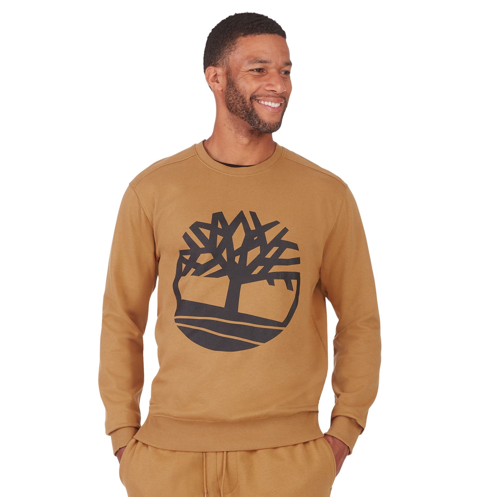Timberland Core Tree Crewneck Sweatshirt Tan Knit Tops S