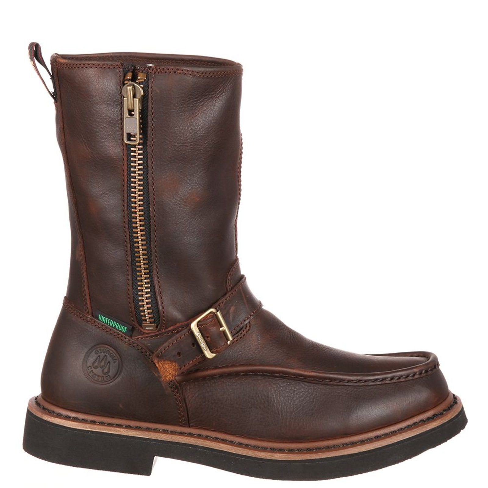 Georgia Boot Moc Toe Wellington 11" Soft Men's Brown Boot 10 W
