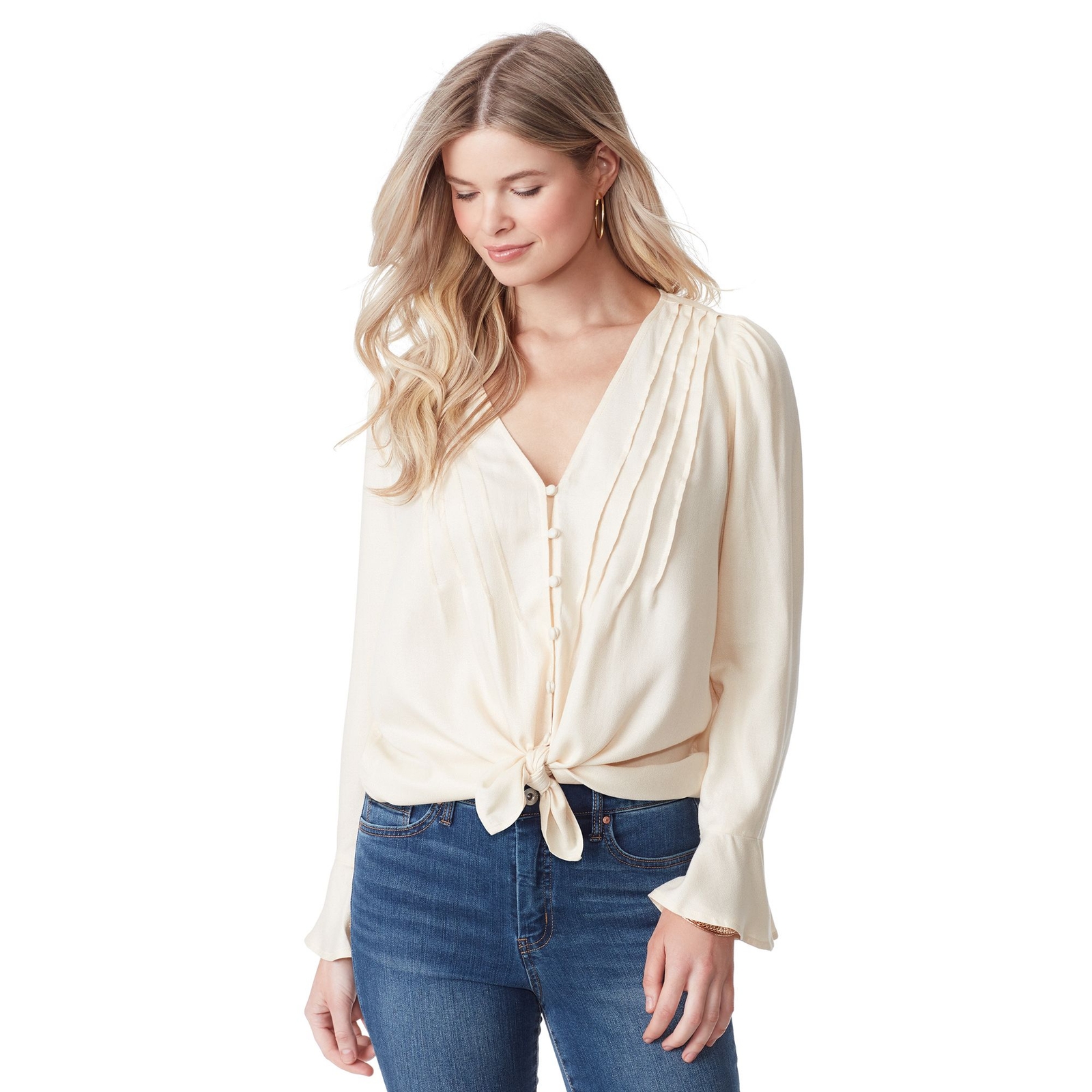 Jessica Simpson Women's Cecily Bell Sleeve Top Bone Knit Tops S