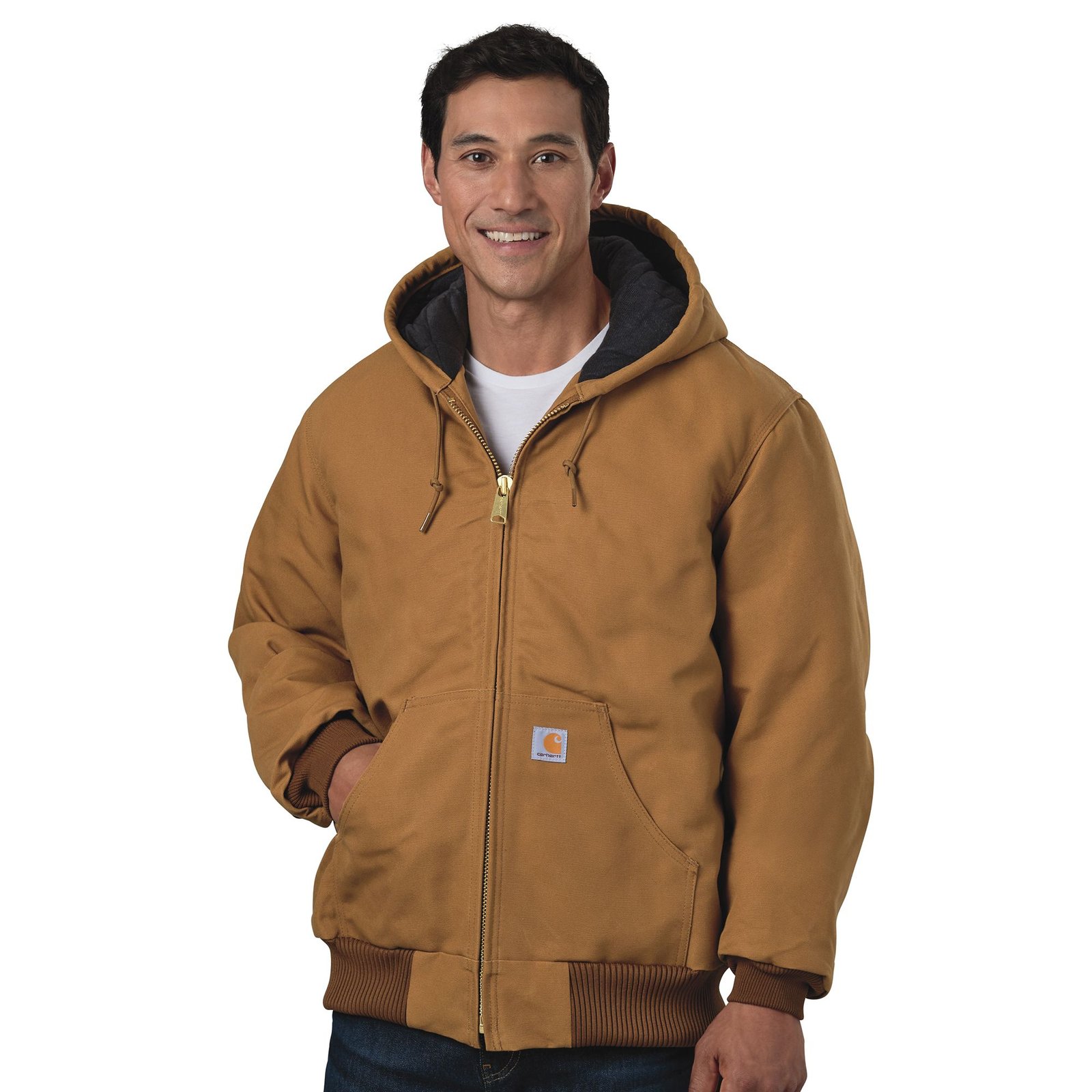 Carhartt Men's Quilted-Flannel Lined Duck Active Jacket Brown Coats
