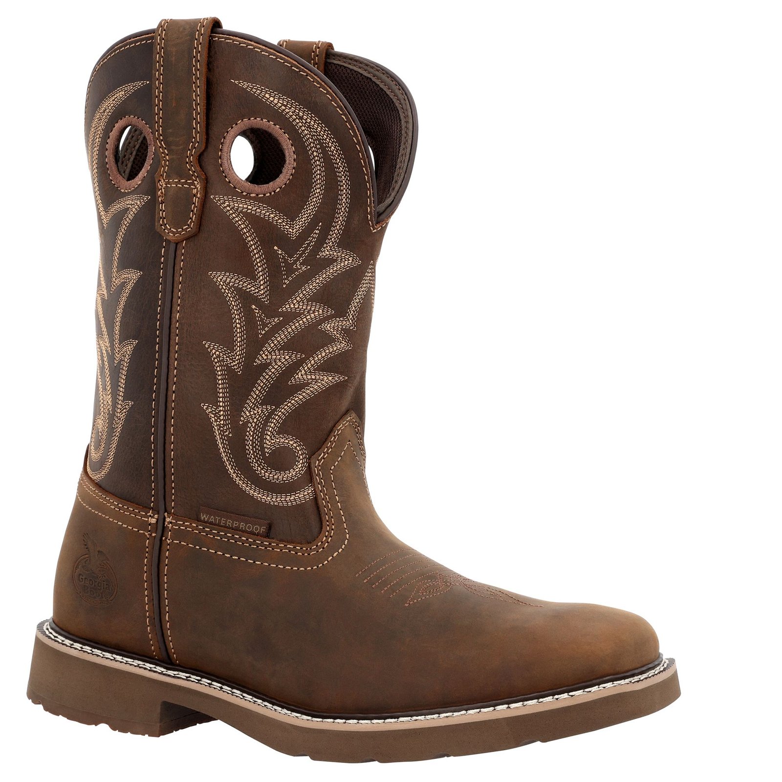 Georgia Boot Core 37 Western 11" Pull-On Square Toe Men's Brown Boot 7.5