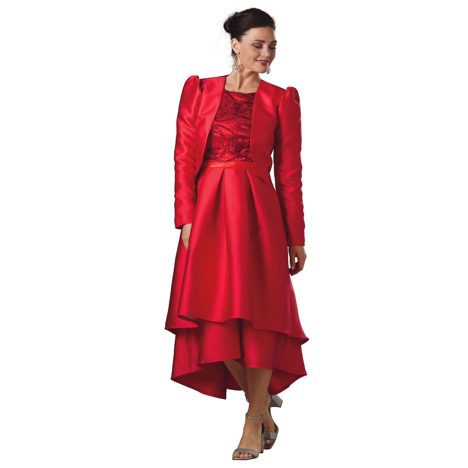 Masseys Embroidered Dress and Jacket Red Suits 6